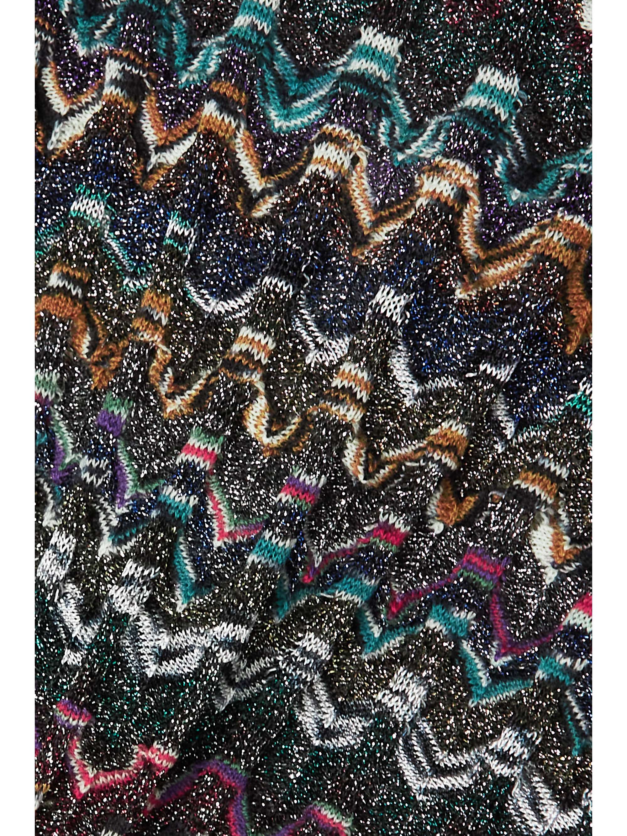 MISSONI Striped metallic crochet-knit wool sweater