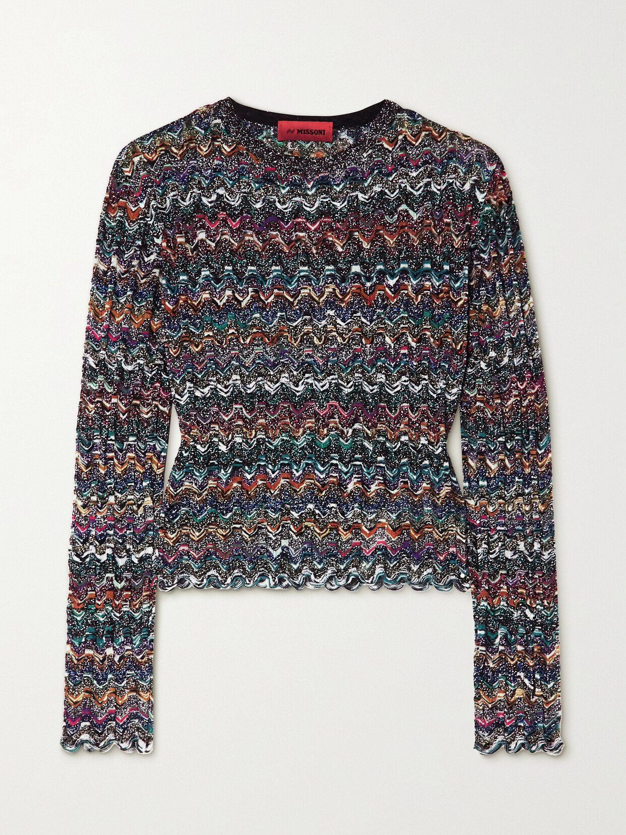 Missoni Striped Metallic Crochet-knit Wool Sweater