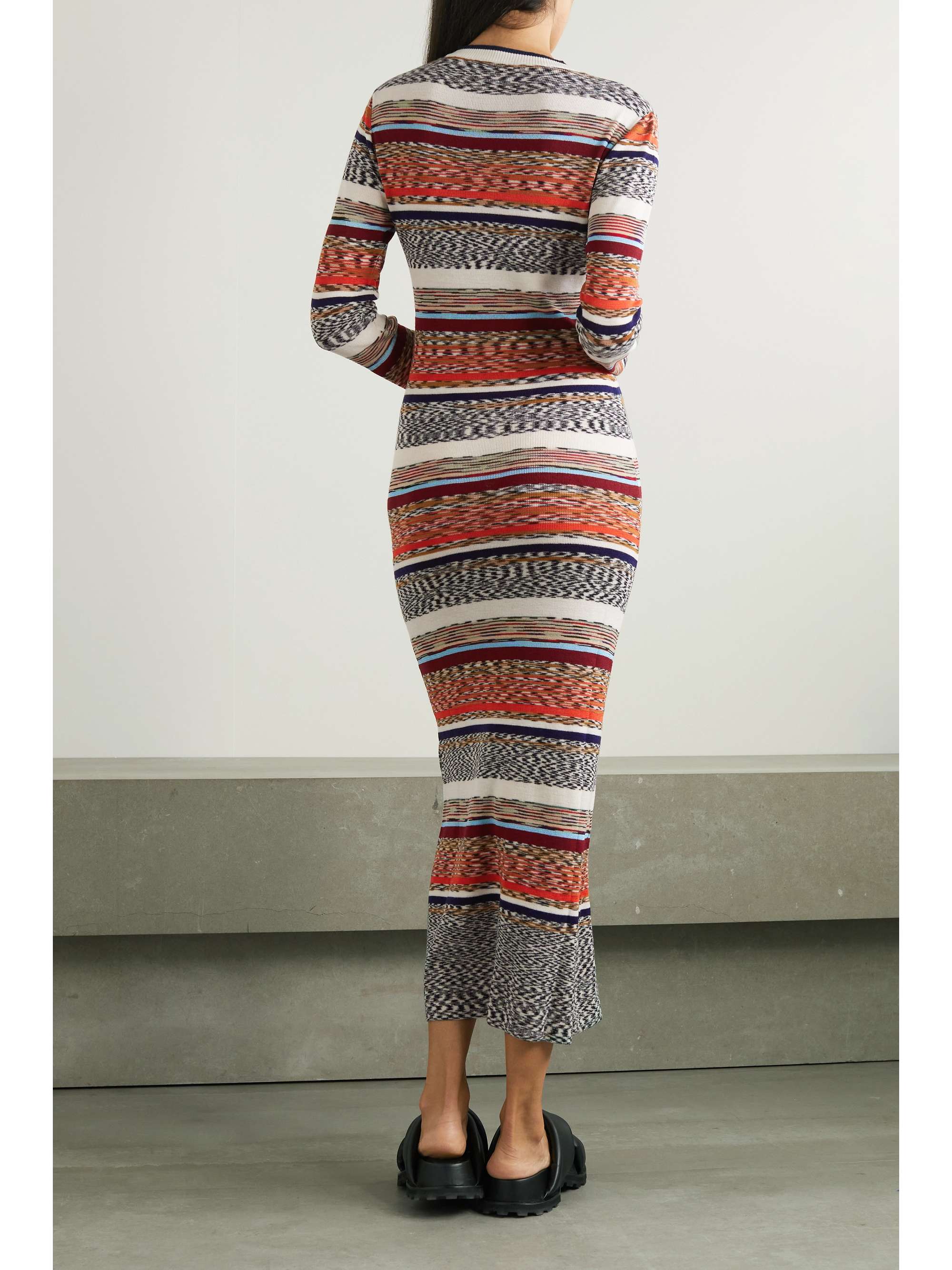 MISSONI 条纹羊毛混纺超长连衣裙