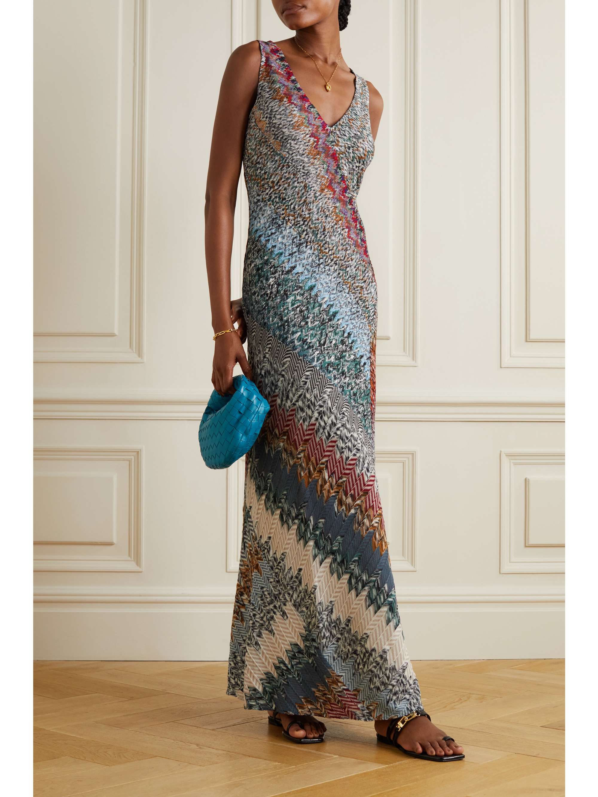 ワンピース MISSONI Long dress Missoni Long One Shoulder Zigzag Dress With Sequins And