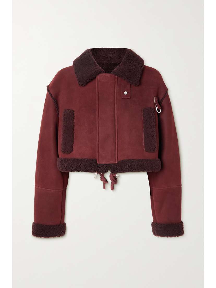 Off-White Cropped Faux Shearling-trimmed Suede Jacket
