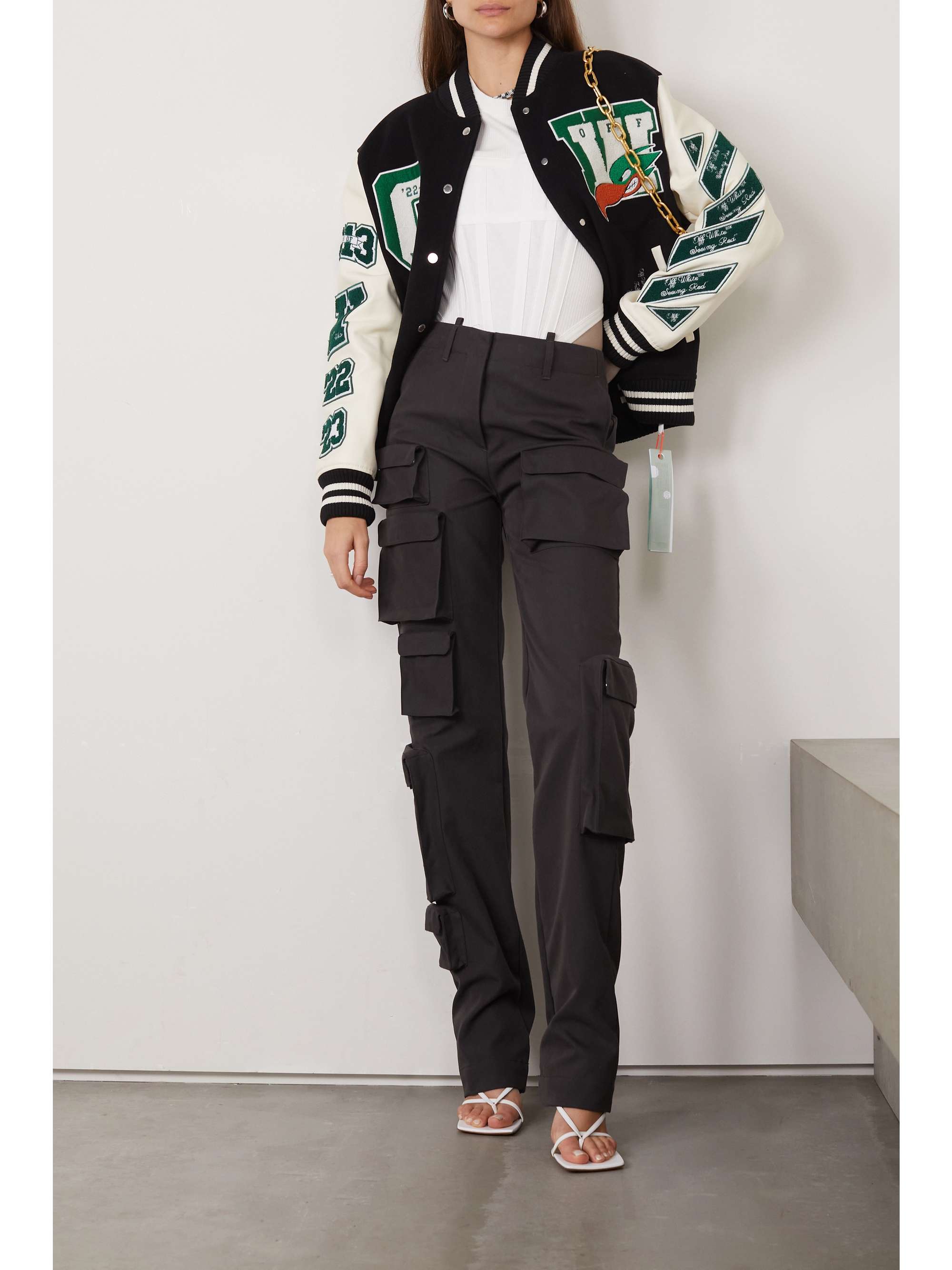 white straight leg cargo pants