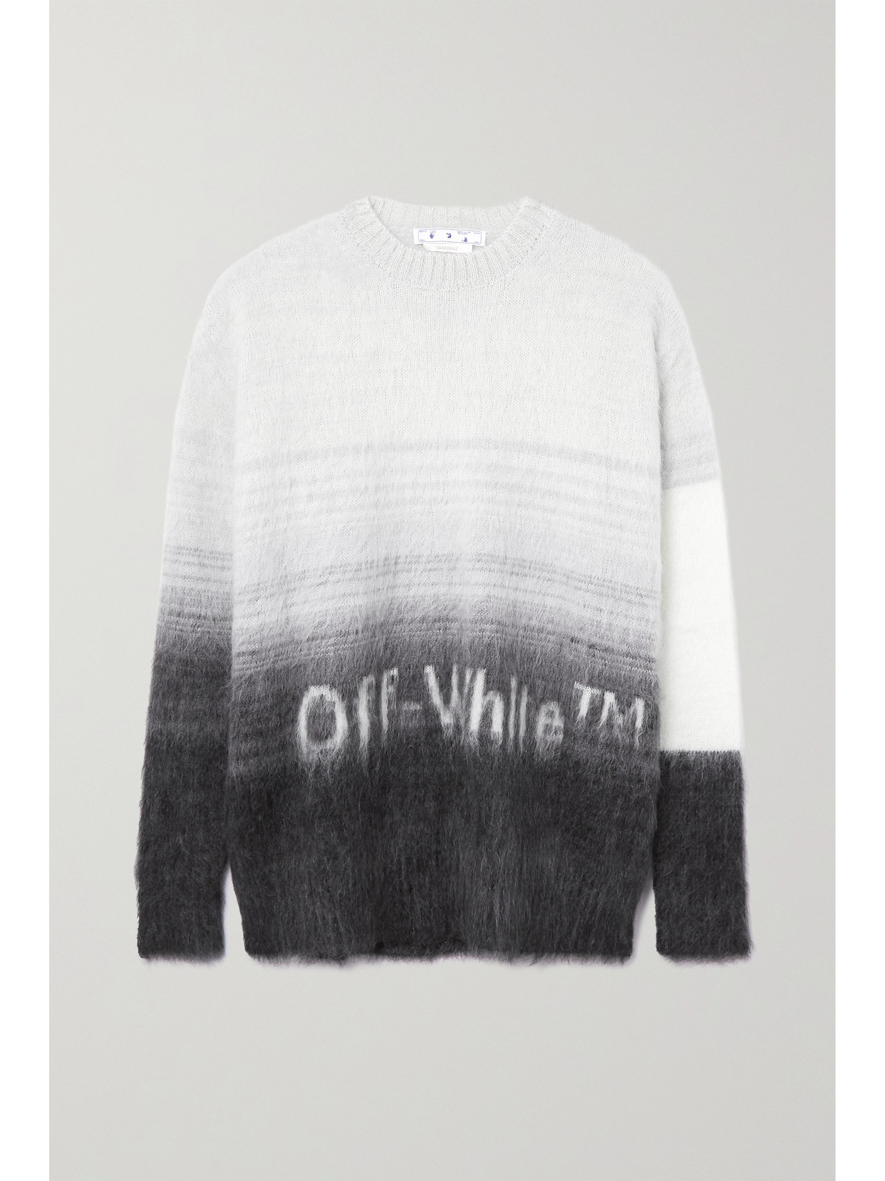 Off-white Mohair Helvetica Logo Wool Blend Sweater In Black