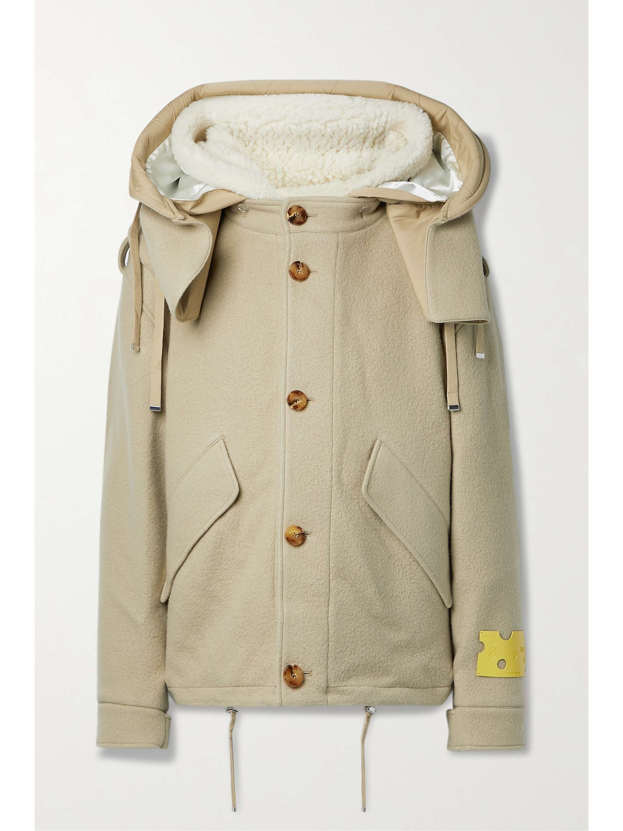 OFF-WHITE Hooded fleece-lined wool coat | NET-A-PORTER