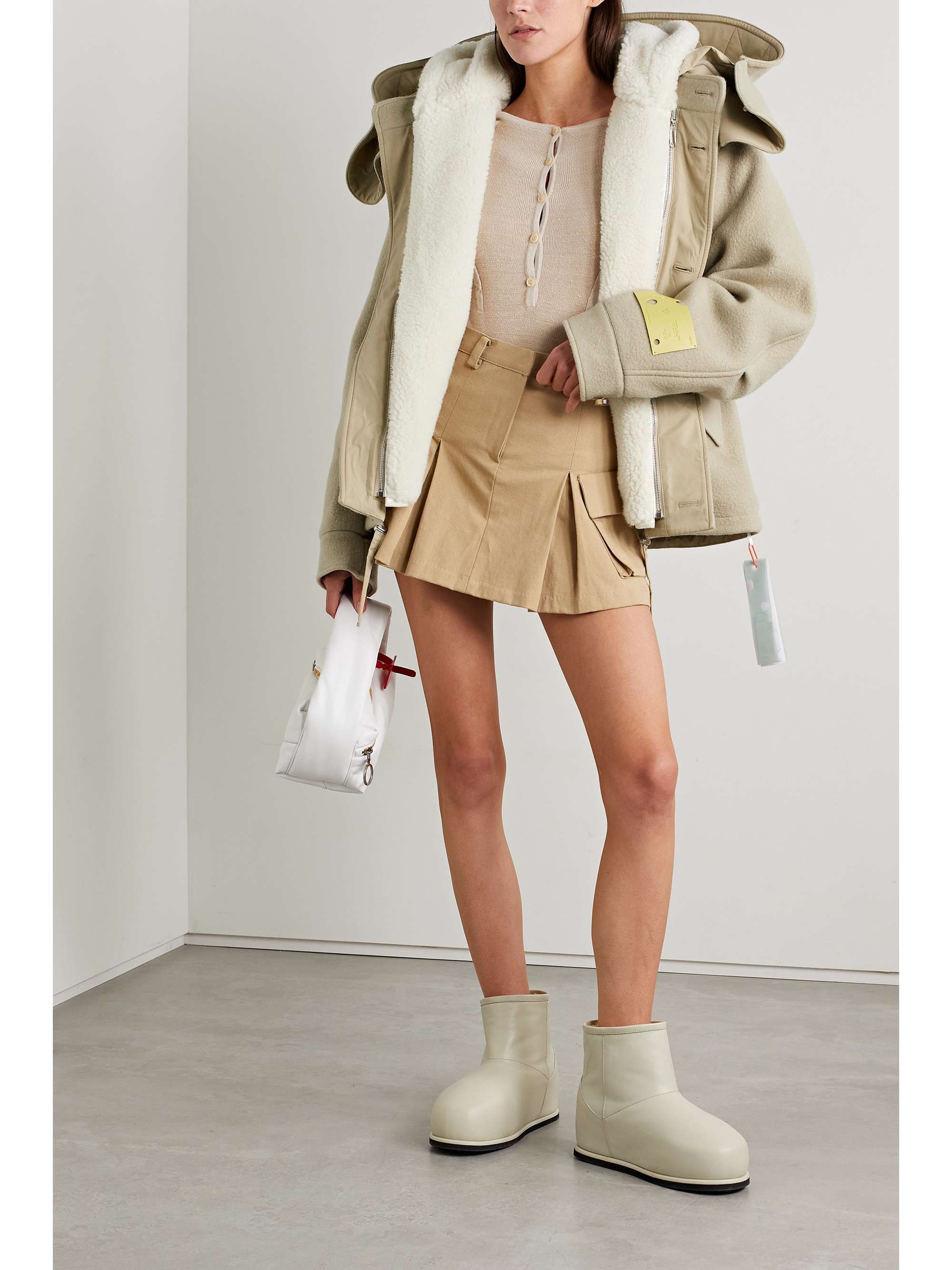 OFF-WHITE Hooded fleece-lined wool coat | NET-A-PORTER