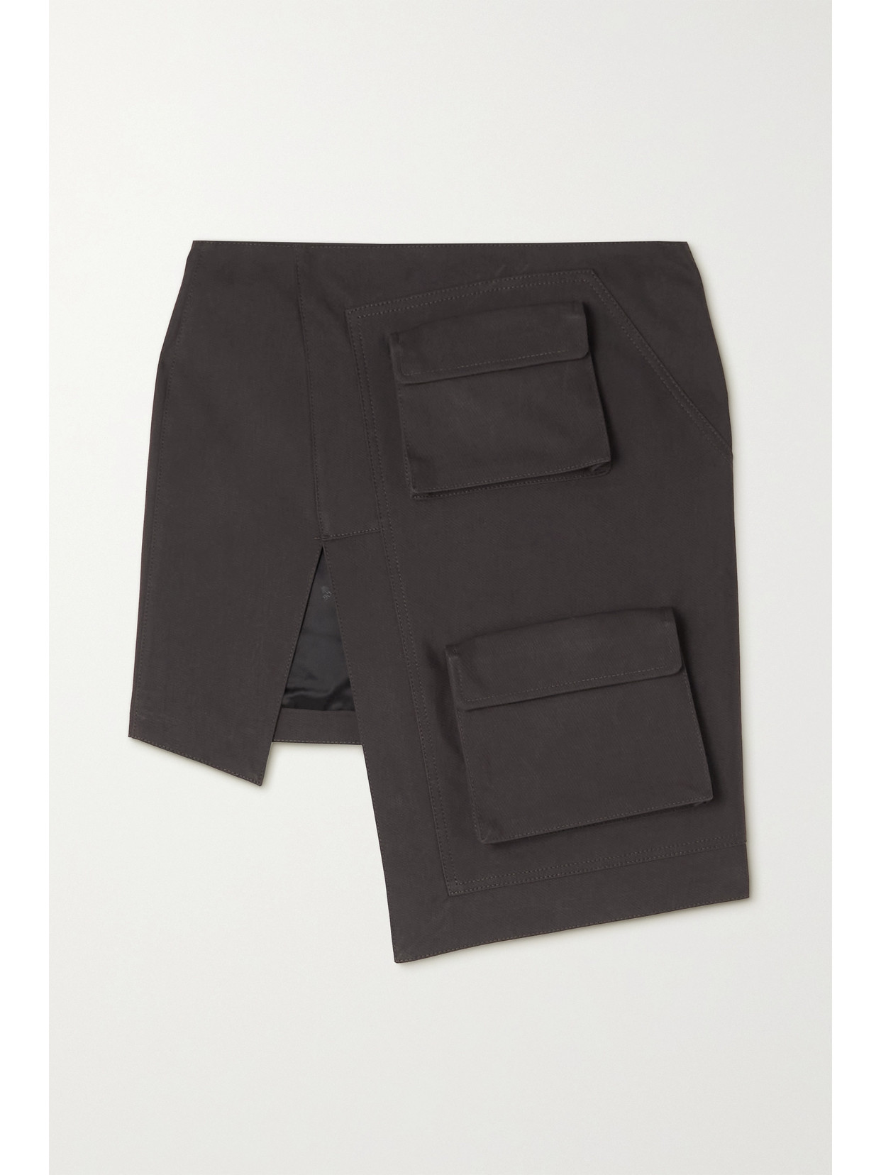 OFF-WHITE ASYMMETRIC COTTON-BLEND TWILL MINI SKIRT