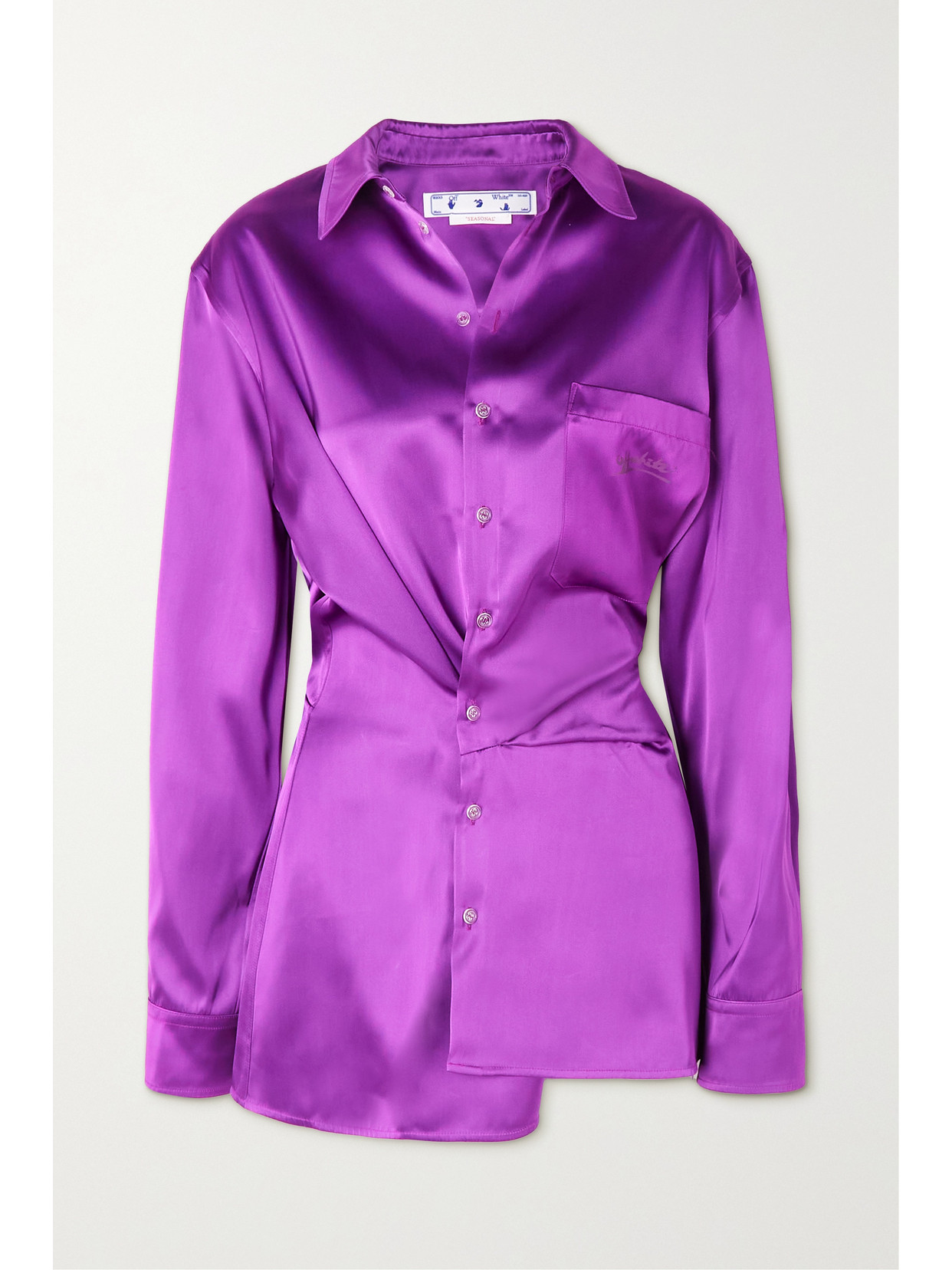 Off-White - Asymmetric Duchesse-satin Mini Shirt Dress - Purple