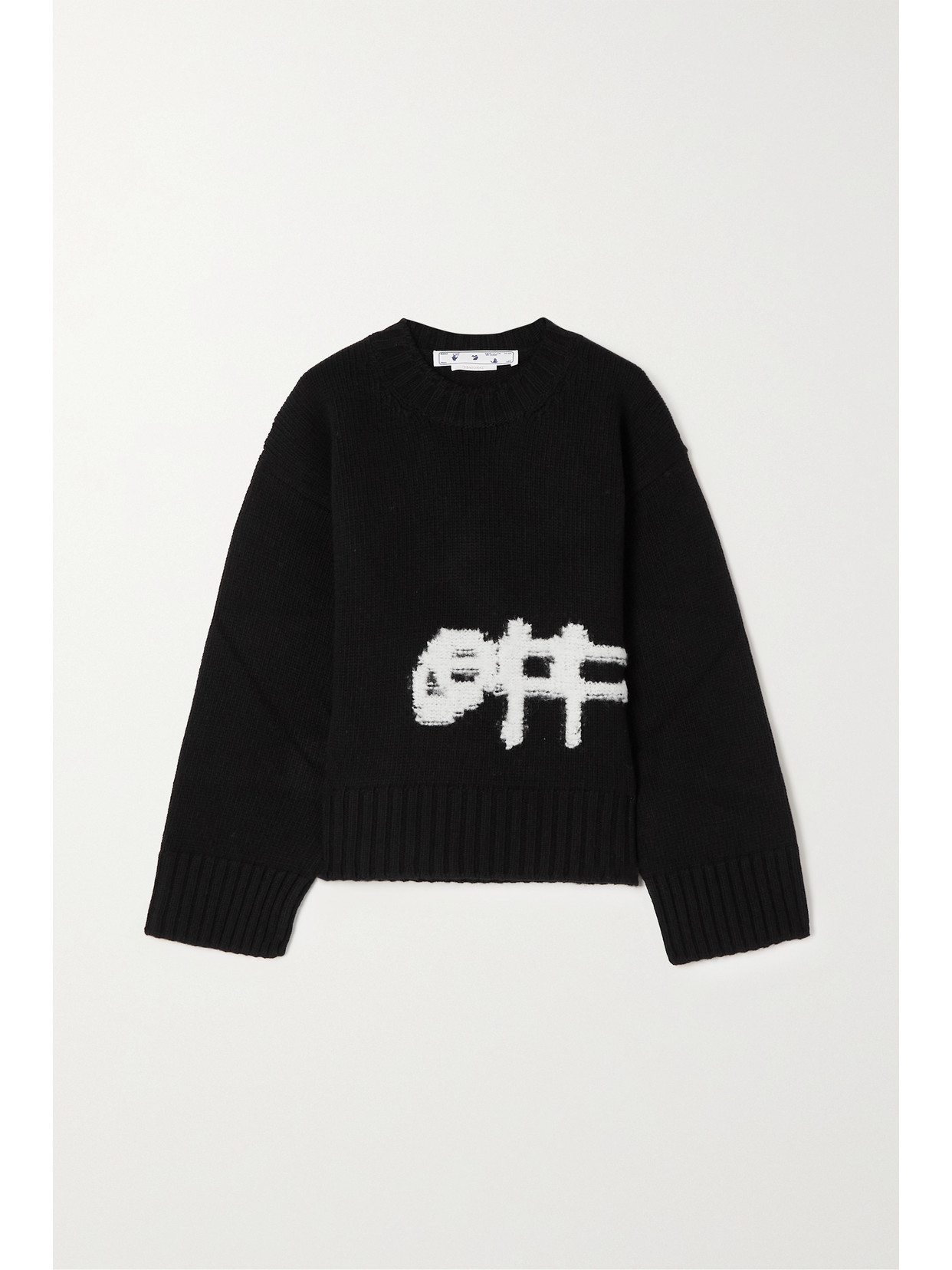 OFF-WHITE INTARSIA WOOL-BLEND SWEATER