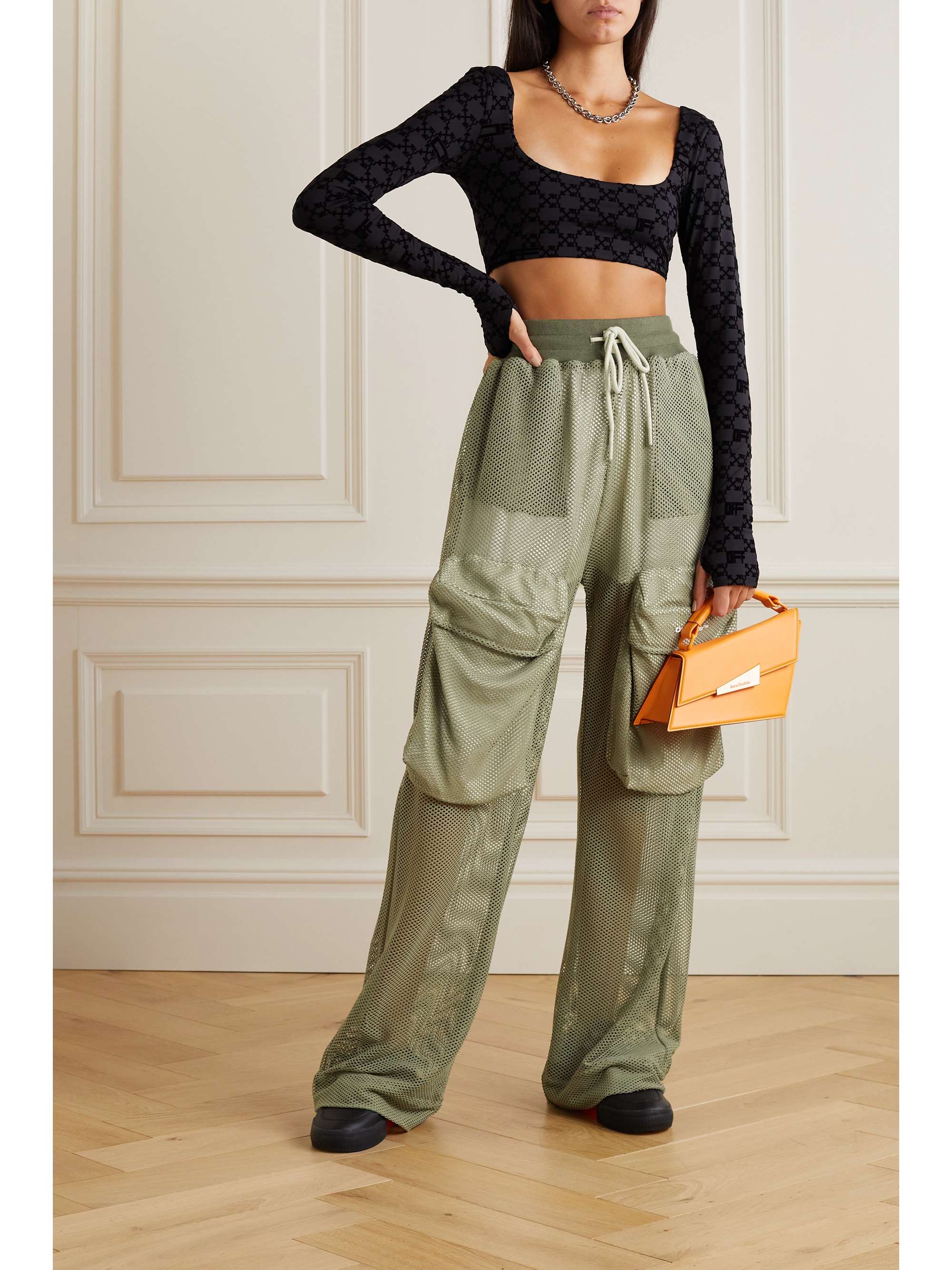 white mesh pants