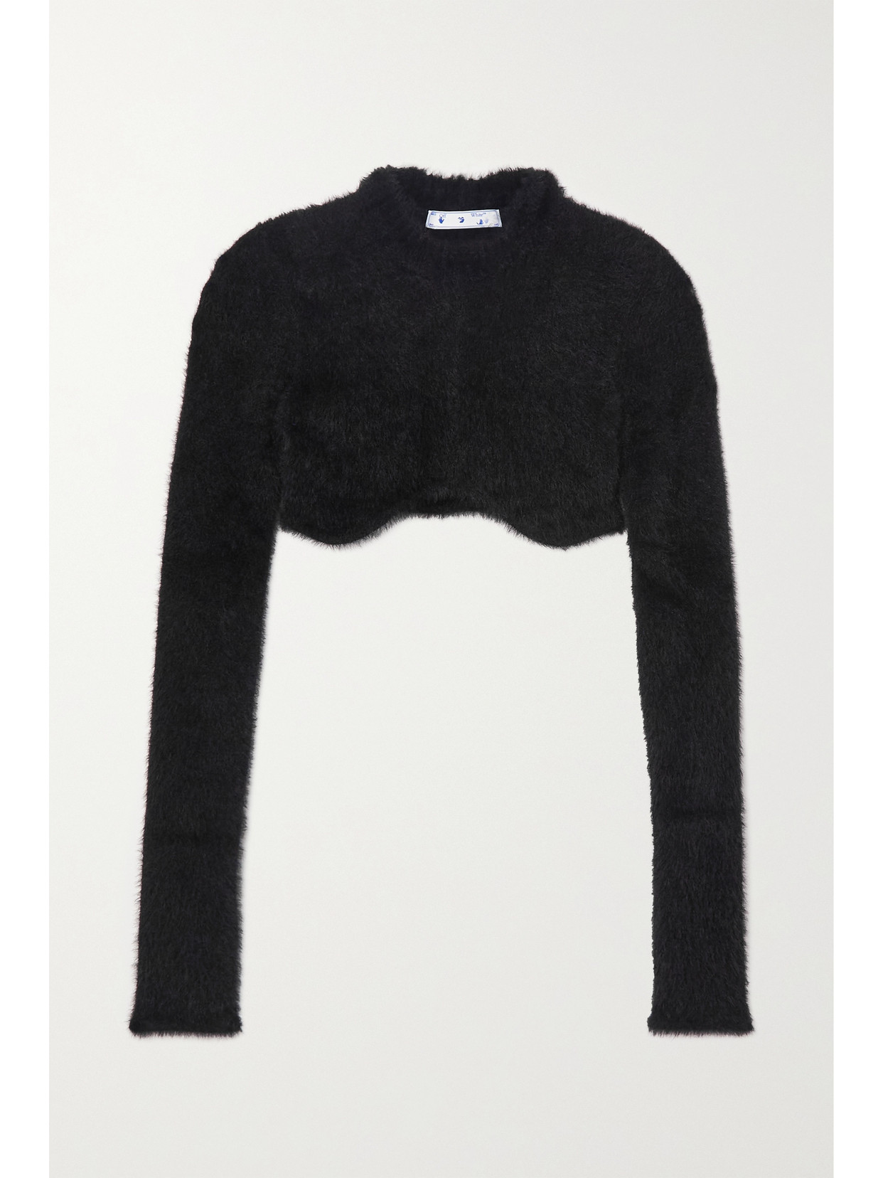 Off-White - Cropped Faux Fur Top - Black