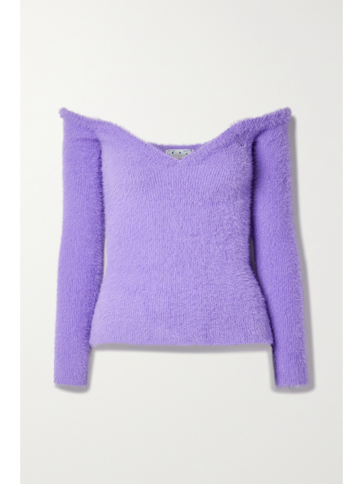 Off-white Off-the-shoulder Brushed Knitted Top In Purple