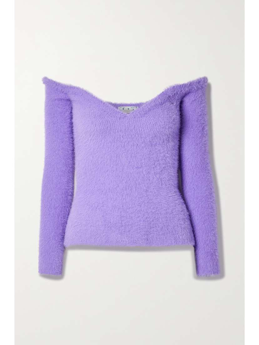 Off-White Off-the-shoulder Brushed Knitted Top