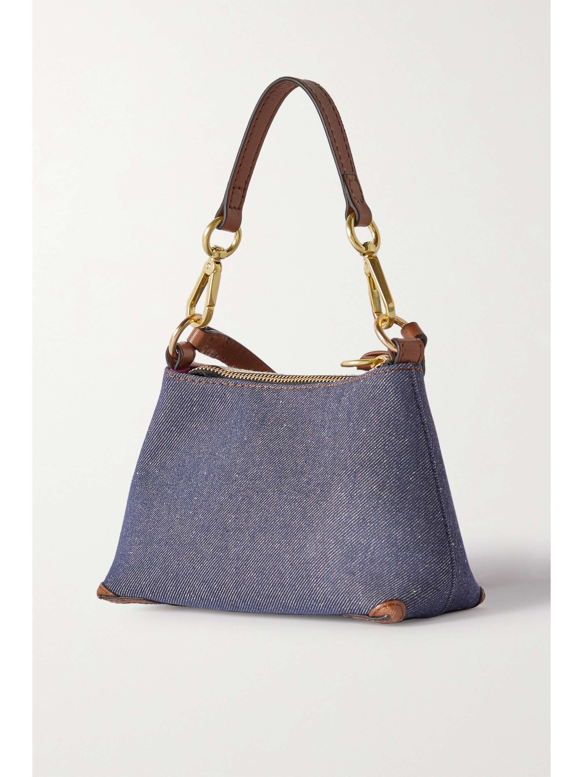 soho small studded leather and canvas shoulder bag