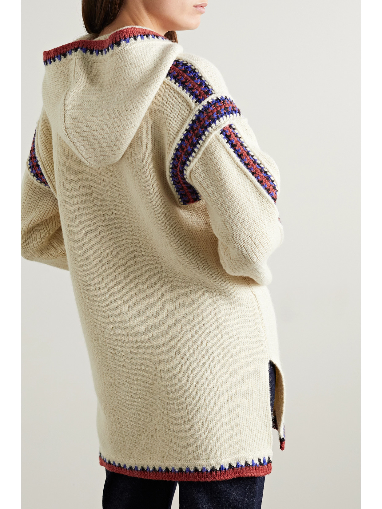 Shop Etro Klara Hooded Embroidered Wool-blend Sweater In White