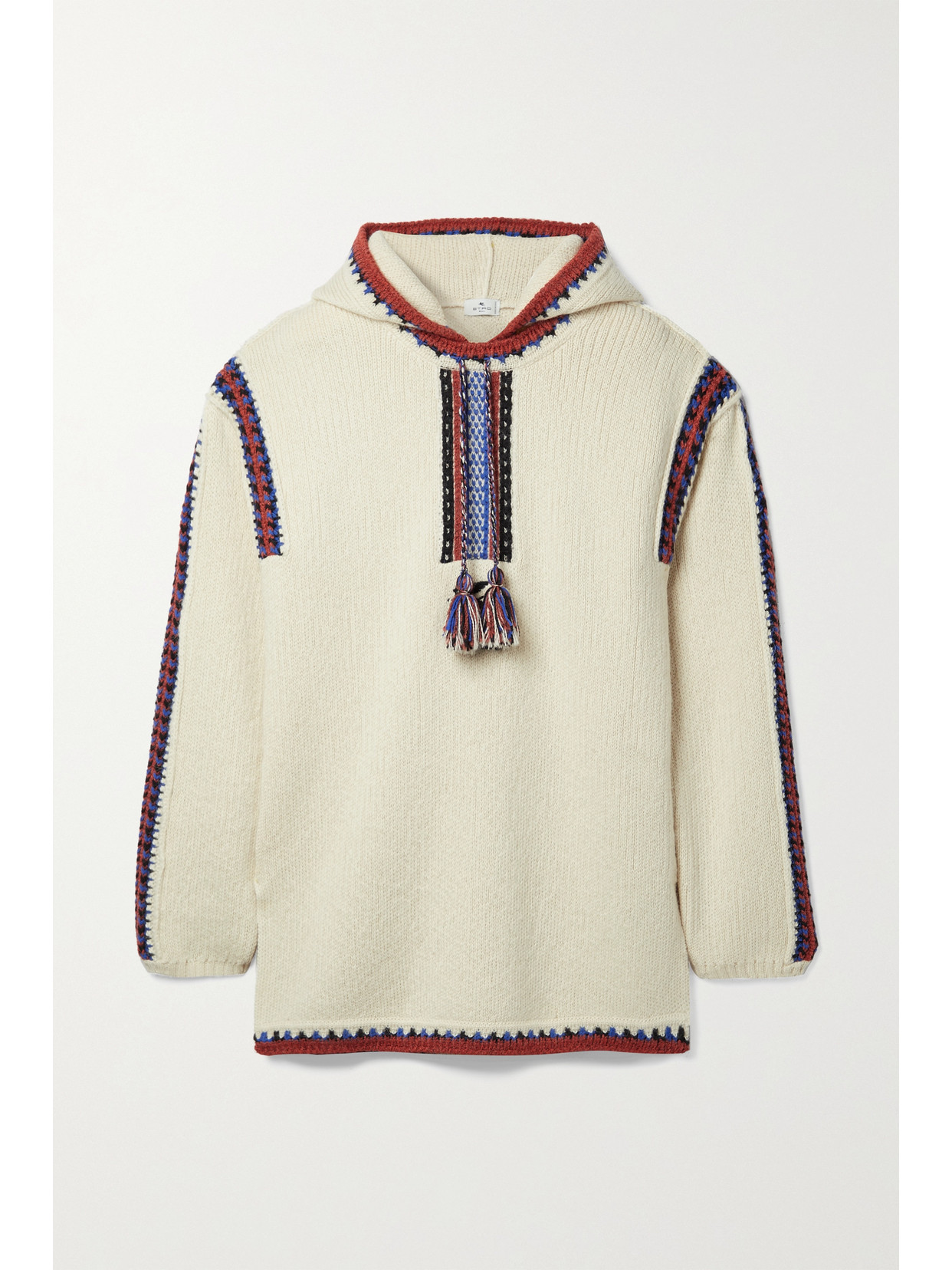 Etro Klara Hooded Embroidered Wool-blend Sweater In White