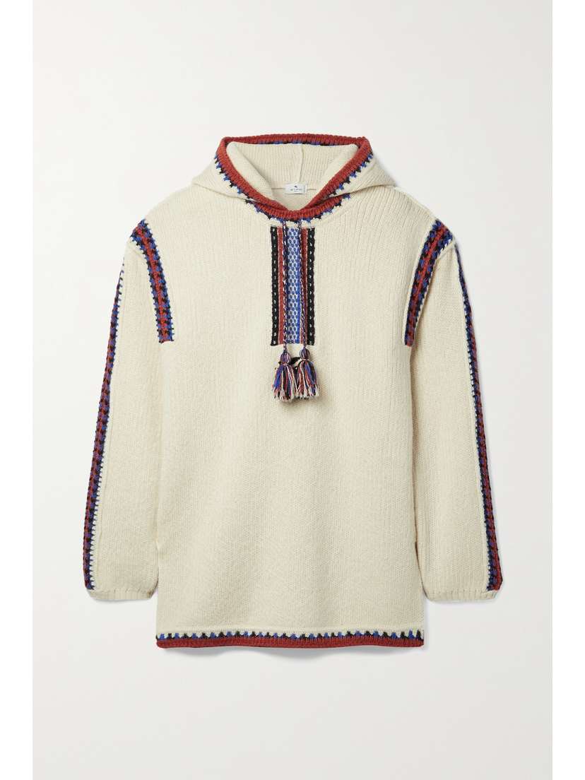 Etro Klara Hooded Embroidered Wool-blend Sweater