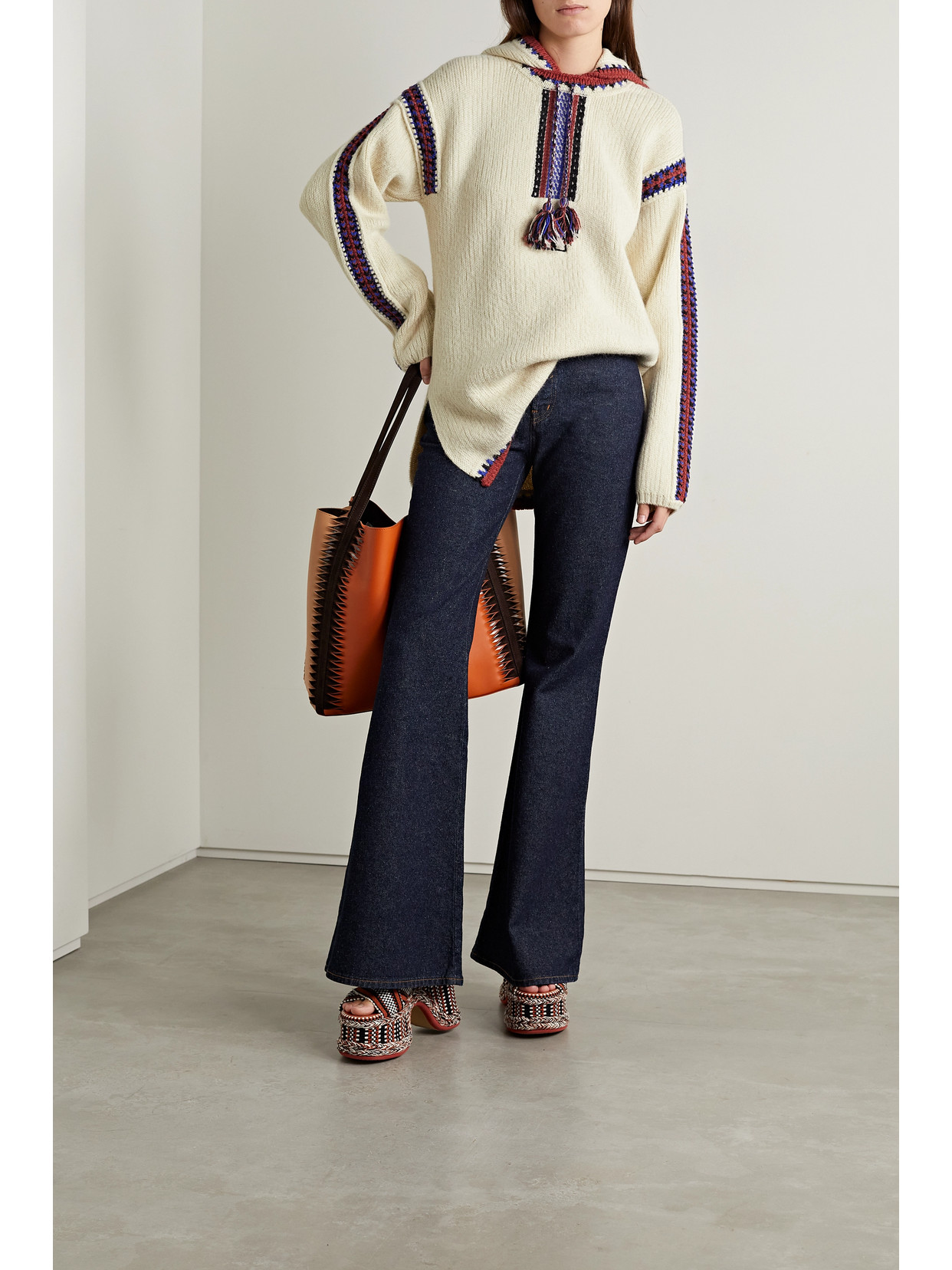 Shop Etro Klara Hooded Embroidered Wool-blend Sweater In White