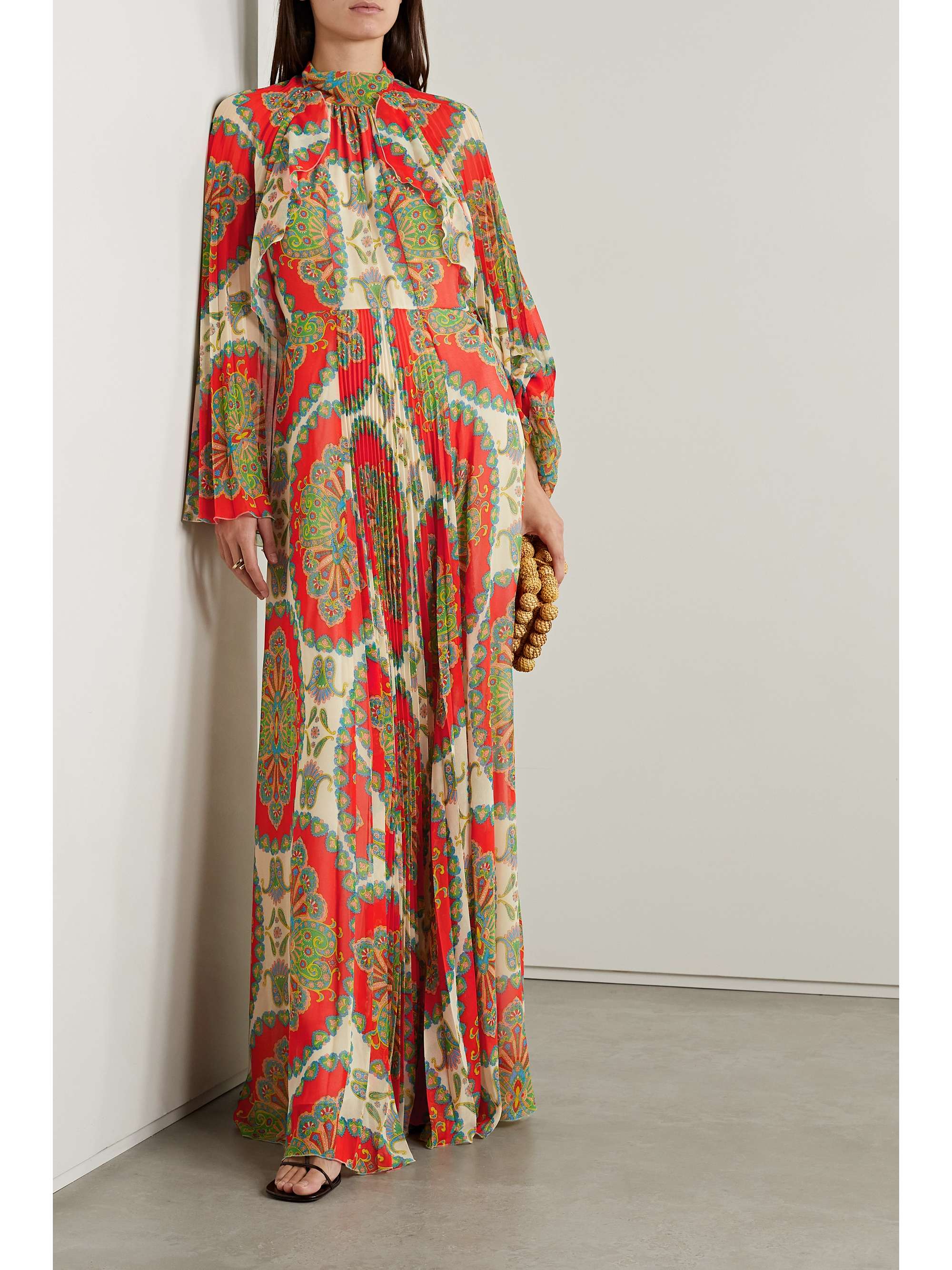 ETRO Skylark pleated crepe de chine maxi dress