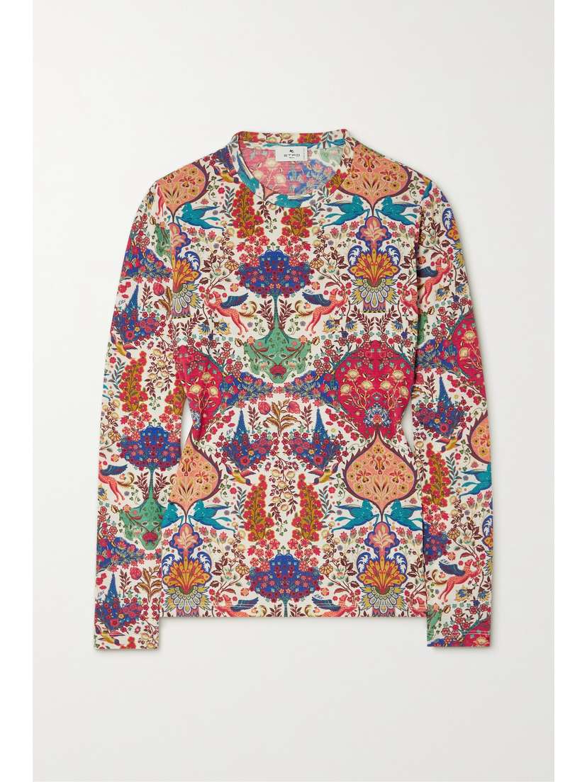 Etro Windhover Printed Wool-blend Jersey Top