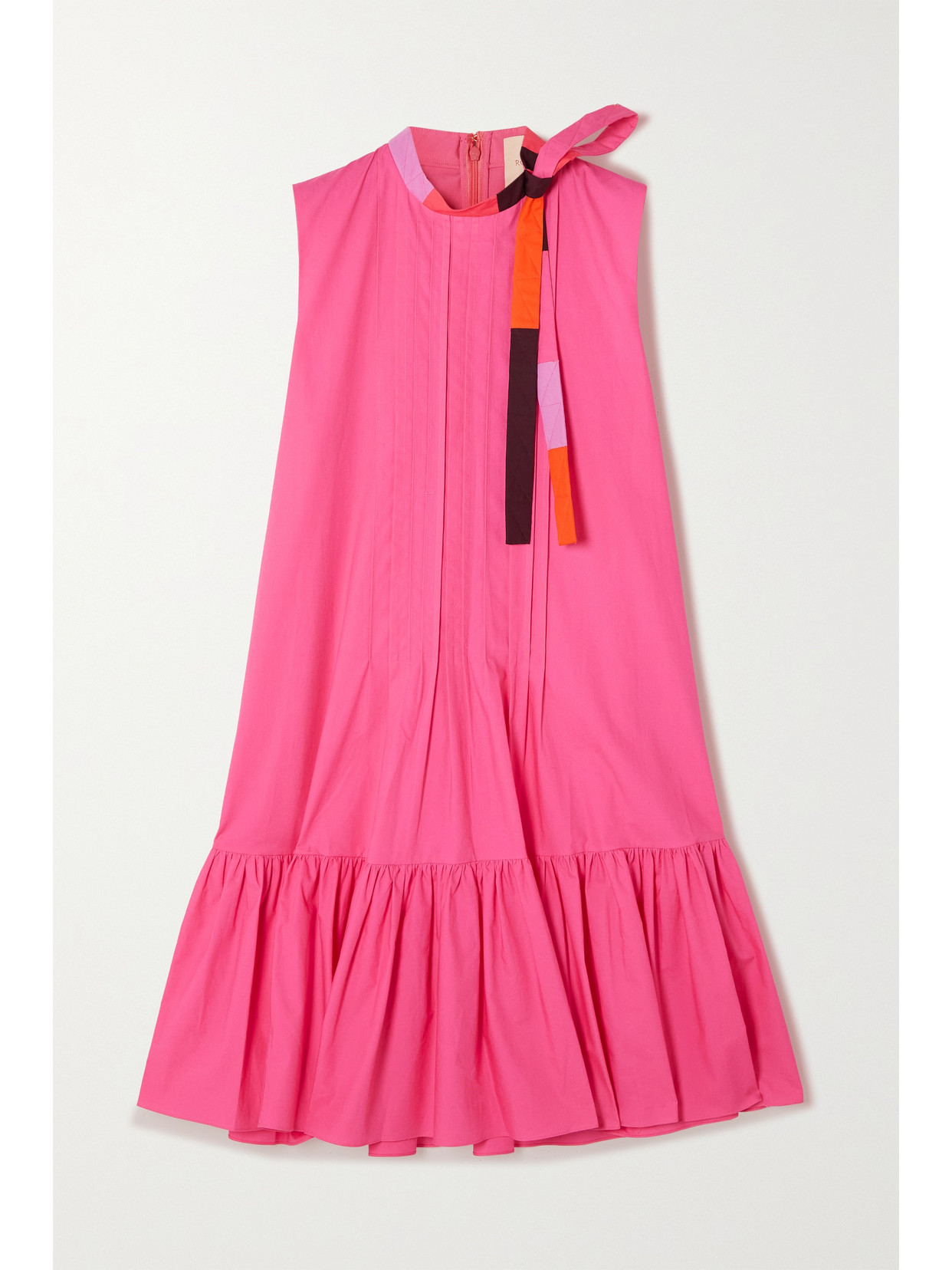 Roksanda Yesenia Tie-front Tiered Cotton-poplin Mini Dress