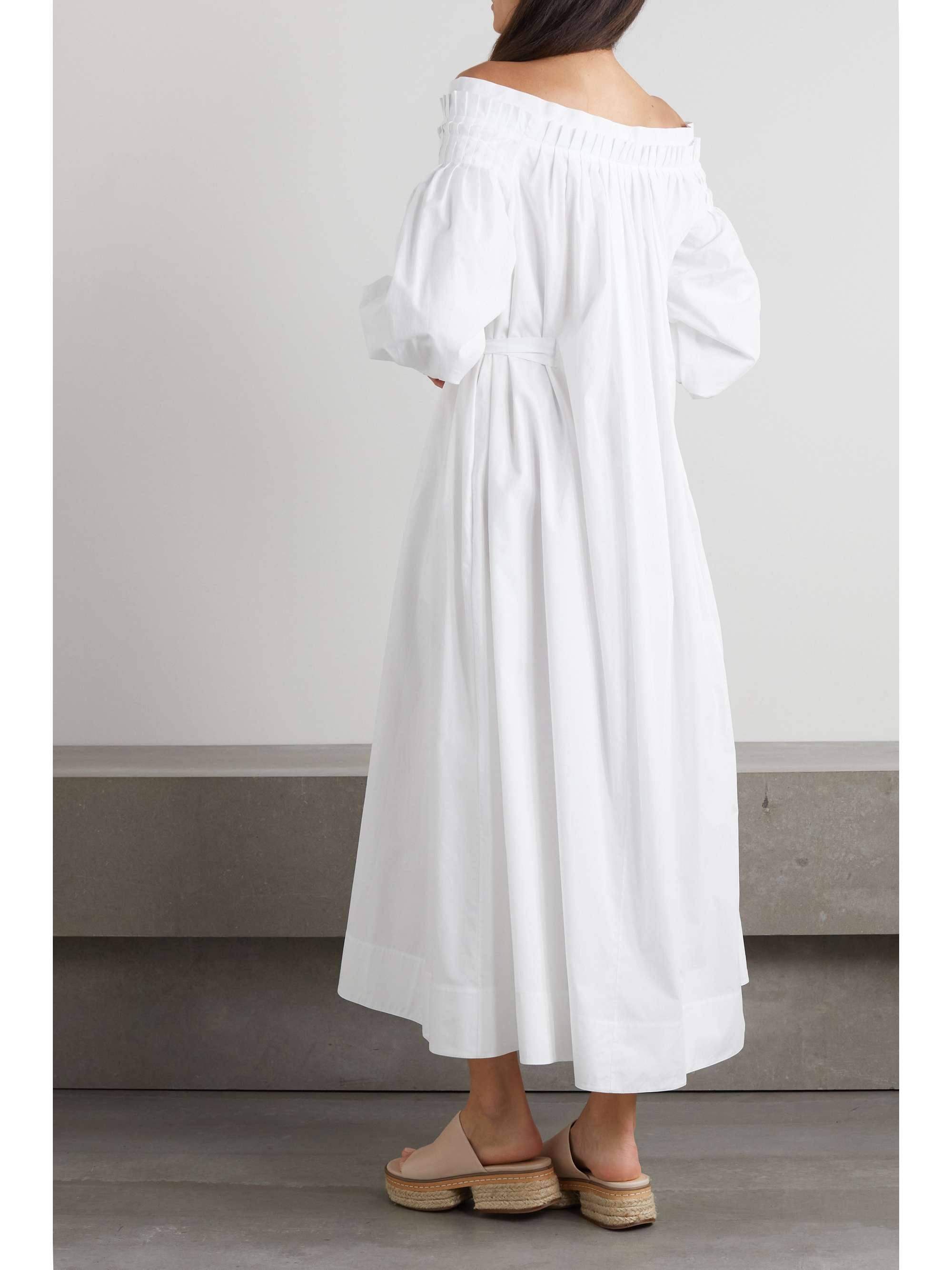 GABRIELA HEARST Galatea off-the-shoulder belted cotton-poplin midi dress