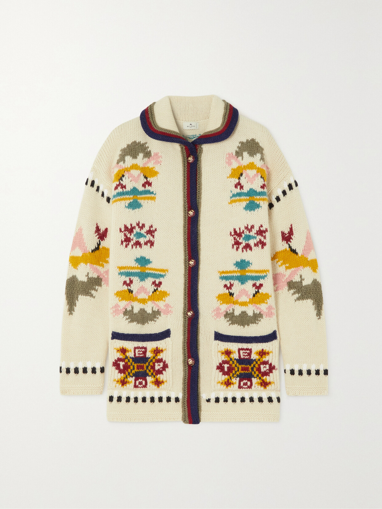 ETRO ONEWAVE JACQUARD-KNIT WOOL-BLEND CARDIGAN