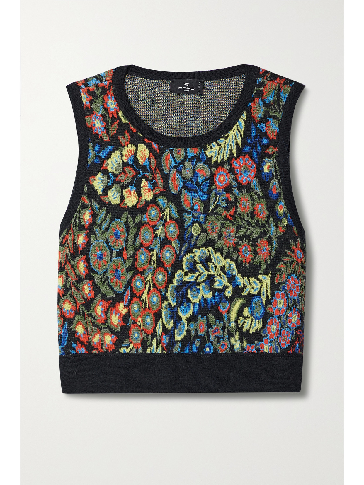 Etro Maglia Cropped Wool-blend Jacquard Tank