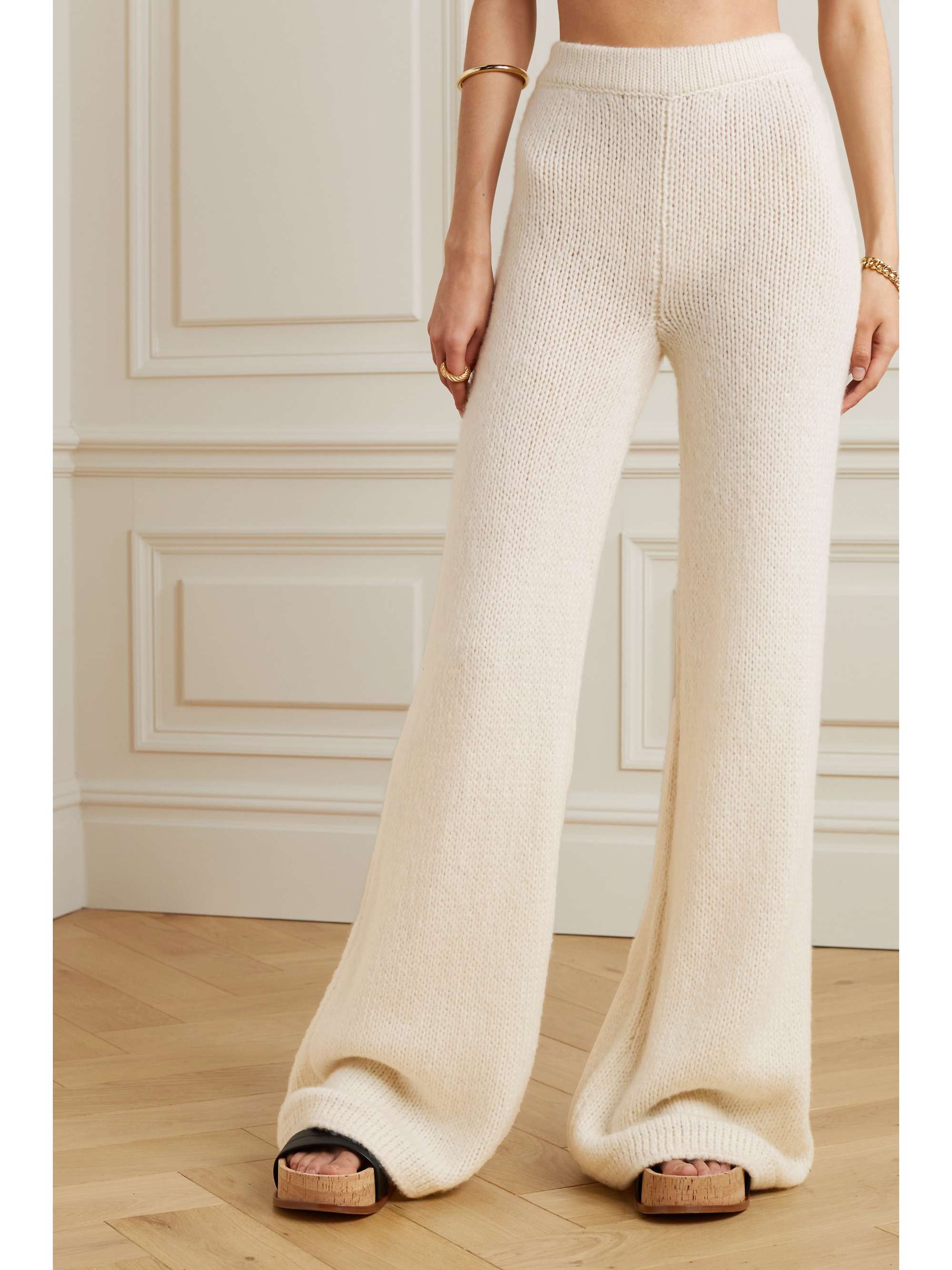 GABRIELA HEARST Liu open-knit cashmere bootcut pants