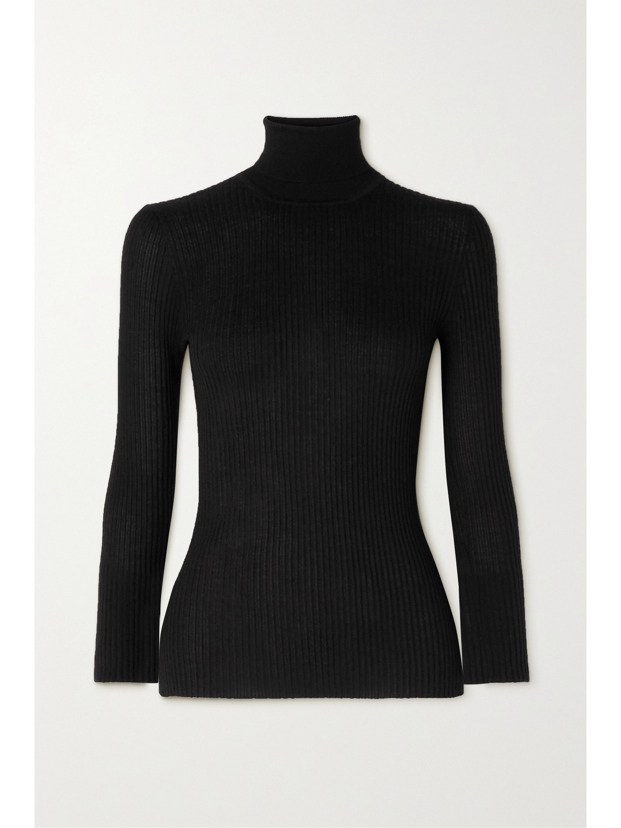 Gabriela Hearst Peppe Ribbed Cashmere And Silk-blend Turtleneck Sweater In Black