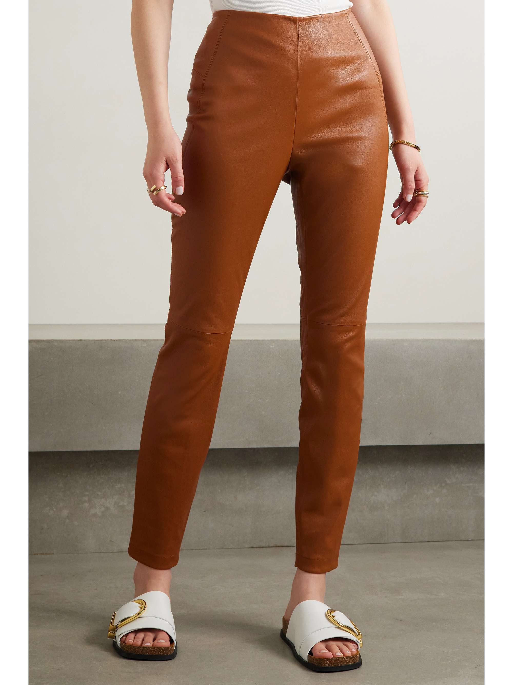 LAFAYETTE 148 Greenwich leather straight-leg pants
