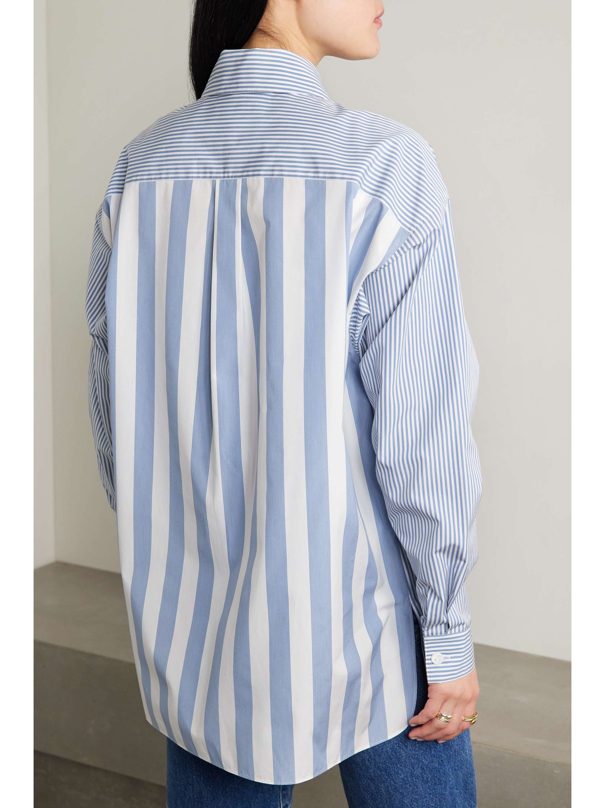 LAFAYETTE 148 Scout striped cotton-poplin shirt