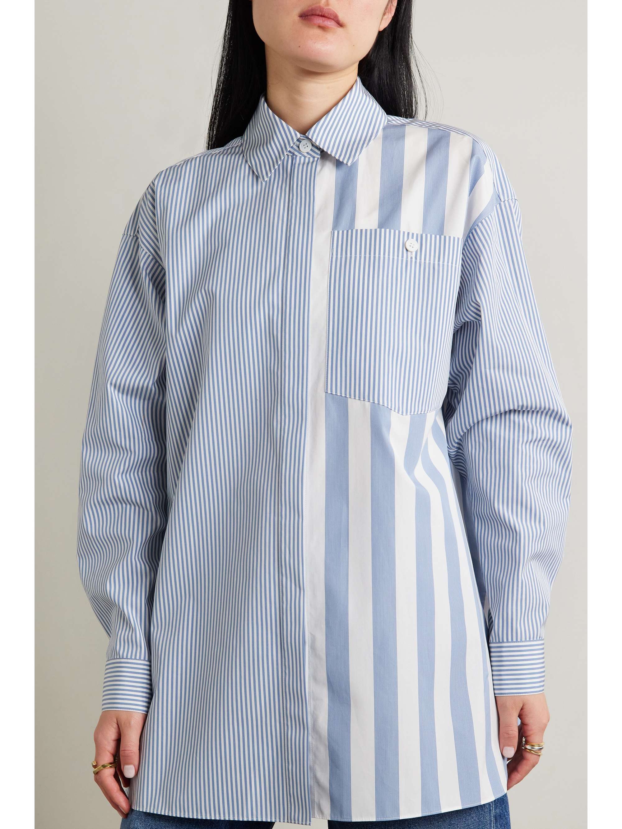LAFAYETTE 148 Scout striped cotton-poplin shirt
