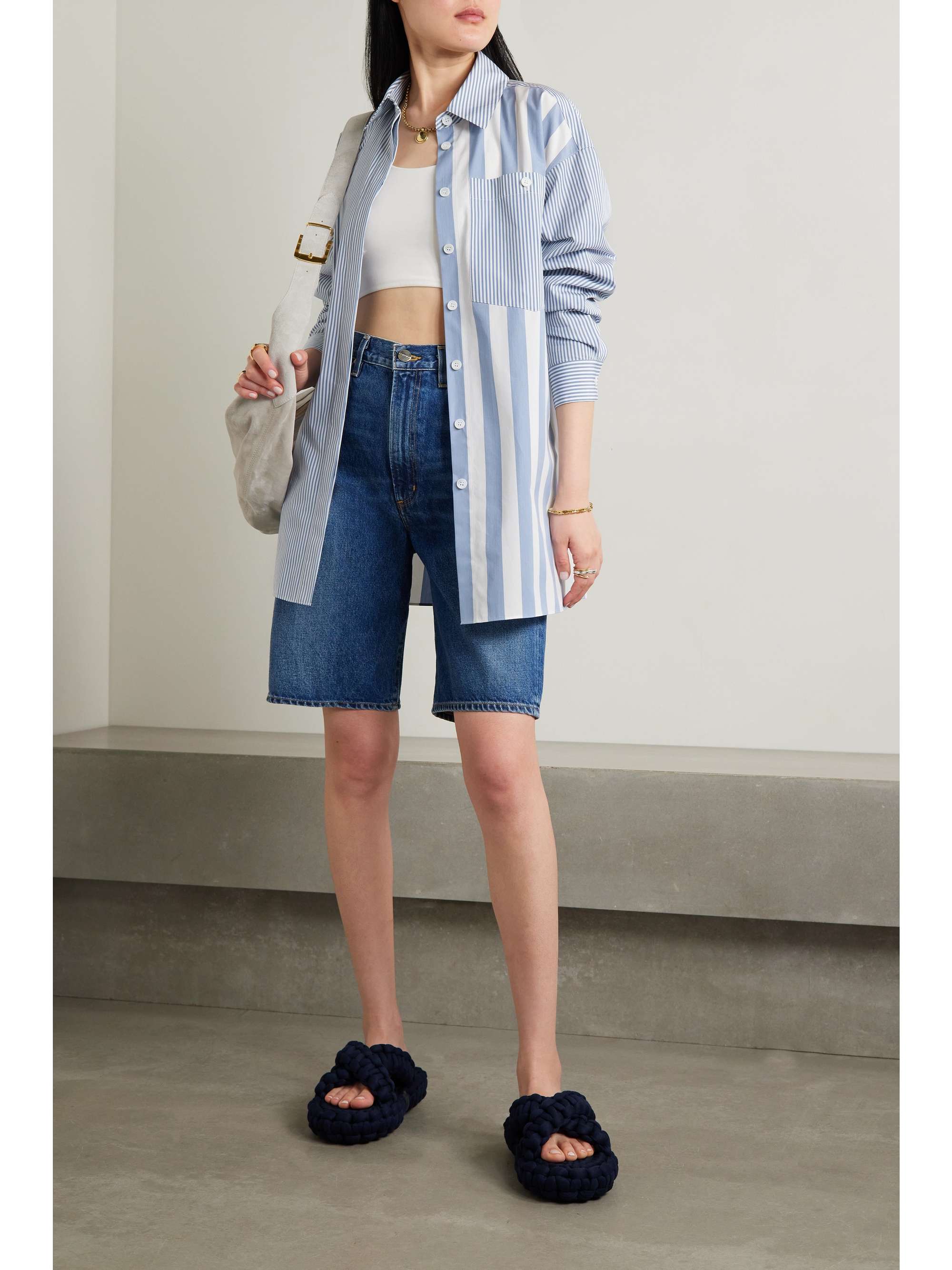 LAFAYETTE 148 Scout striped cotton-poplin shirt