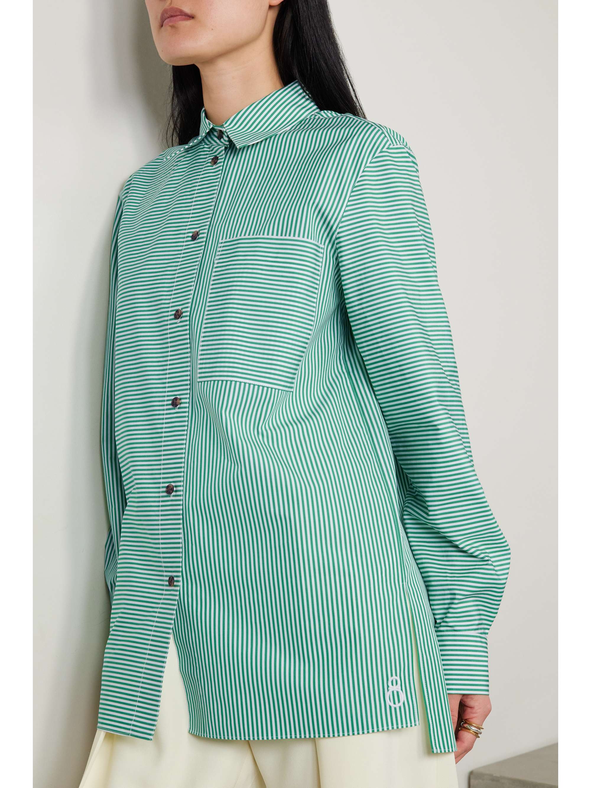 LAFAYETTE 148 Greyson 条纹纯棉府绸衬衫
