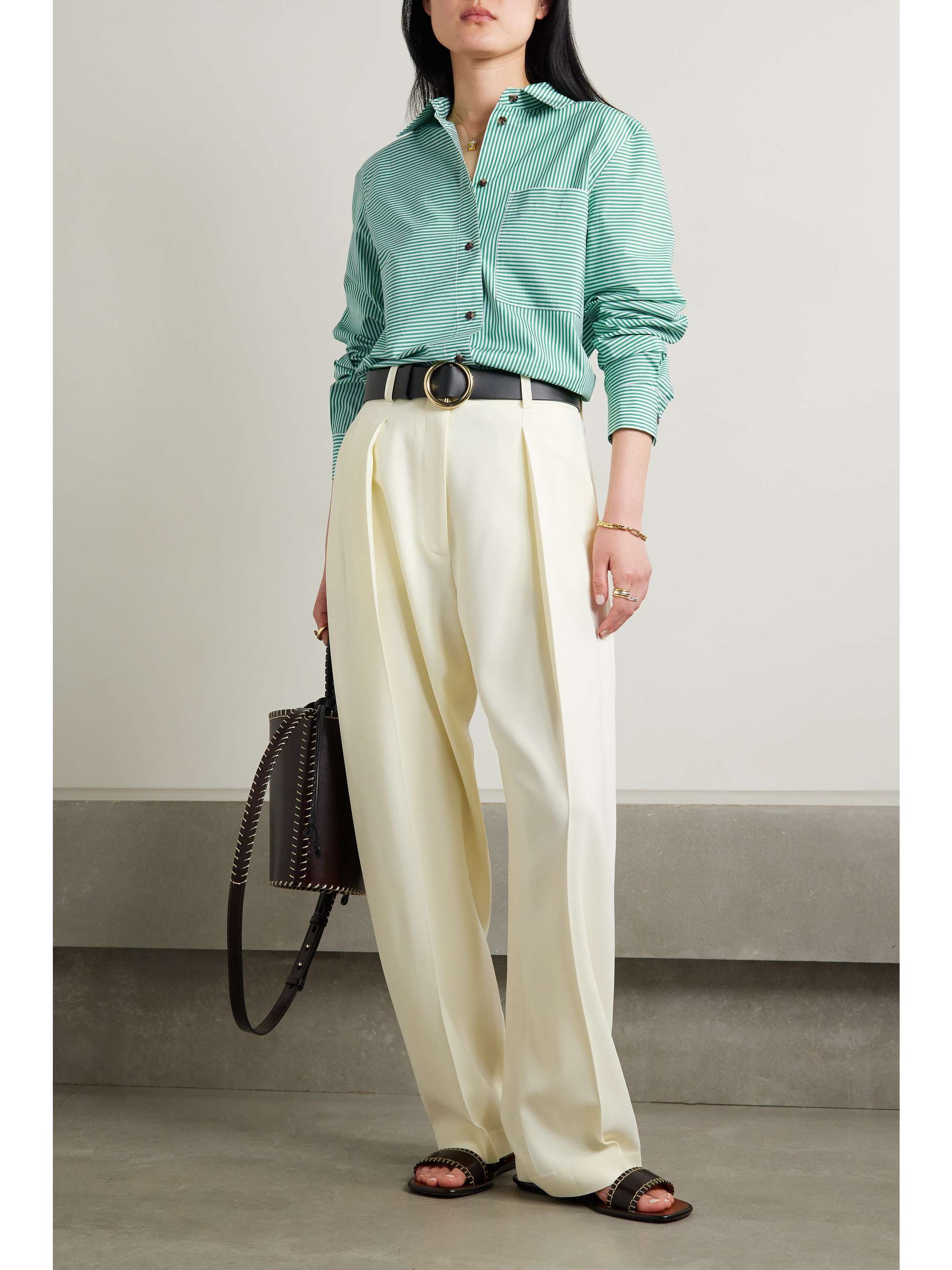 LAFAYETTE 148 Greyson 条纹纯棉府绸衬衫