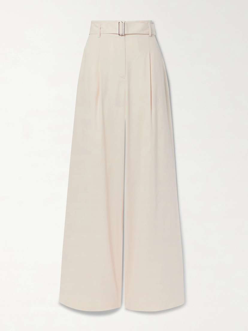 LAFAYETTE 148 Jagger Belted Wool And Silk-blend Twill Wide-leg Pants