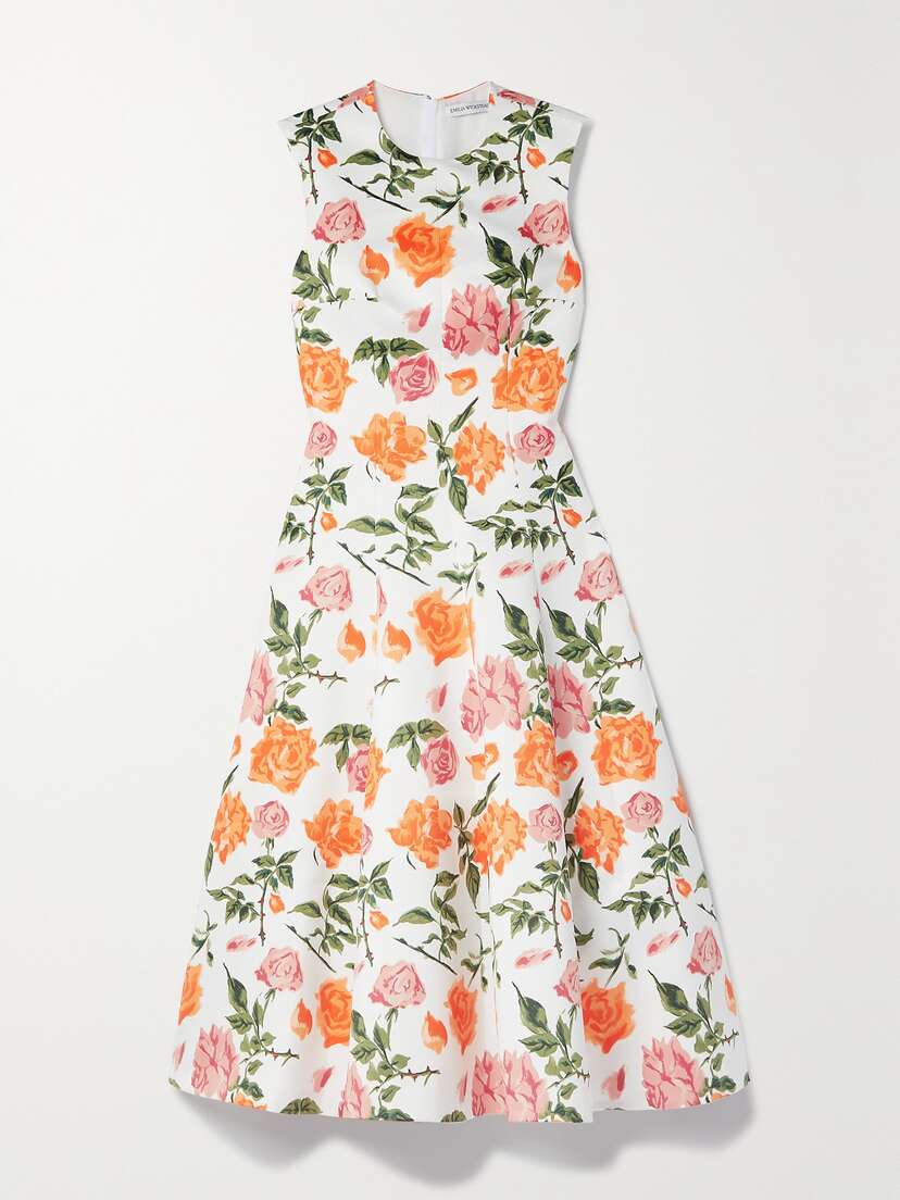 Emilia Wickstead Mara Floral-print Faille Midi Dress - UK 16