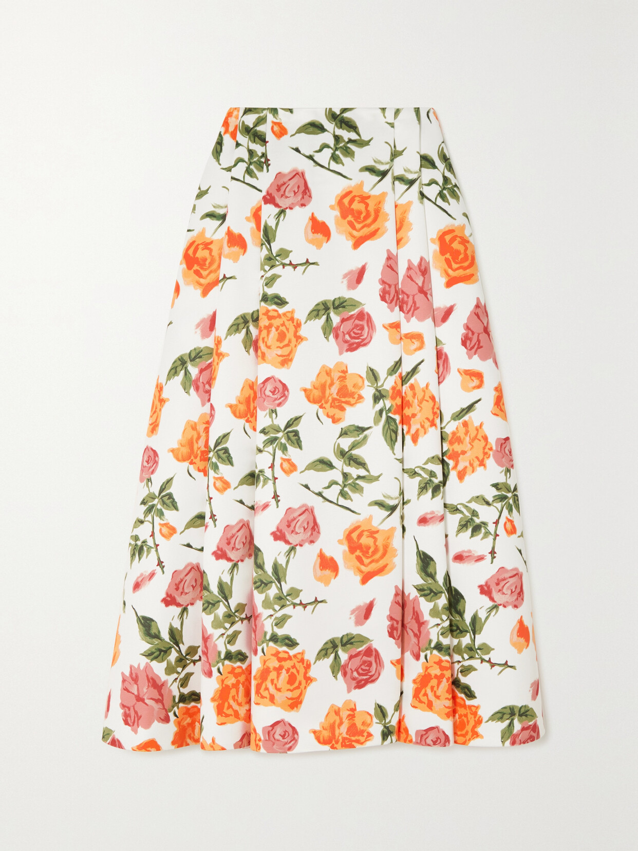 Emilia Wickstead Lucia Pleated Floral-print Taffeta-faille Midi Skirt