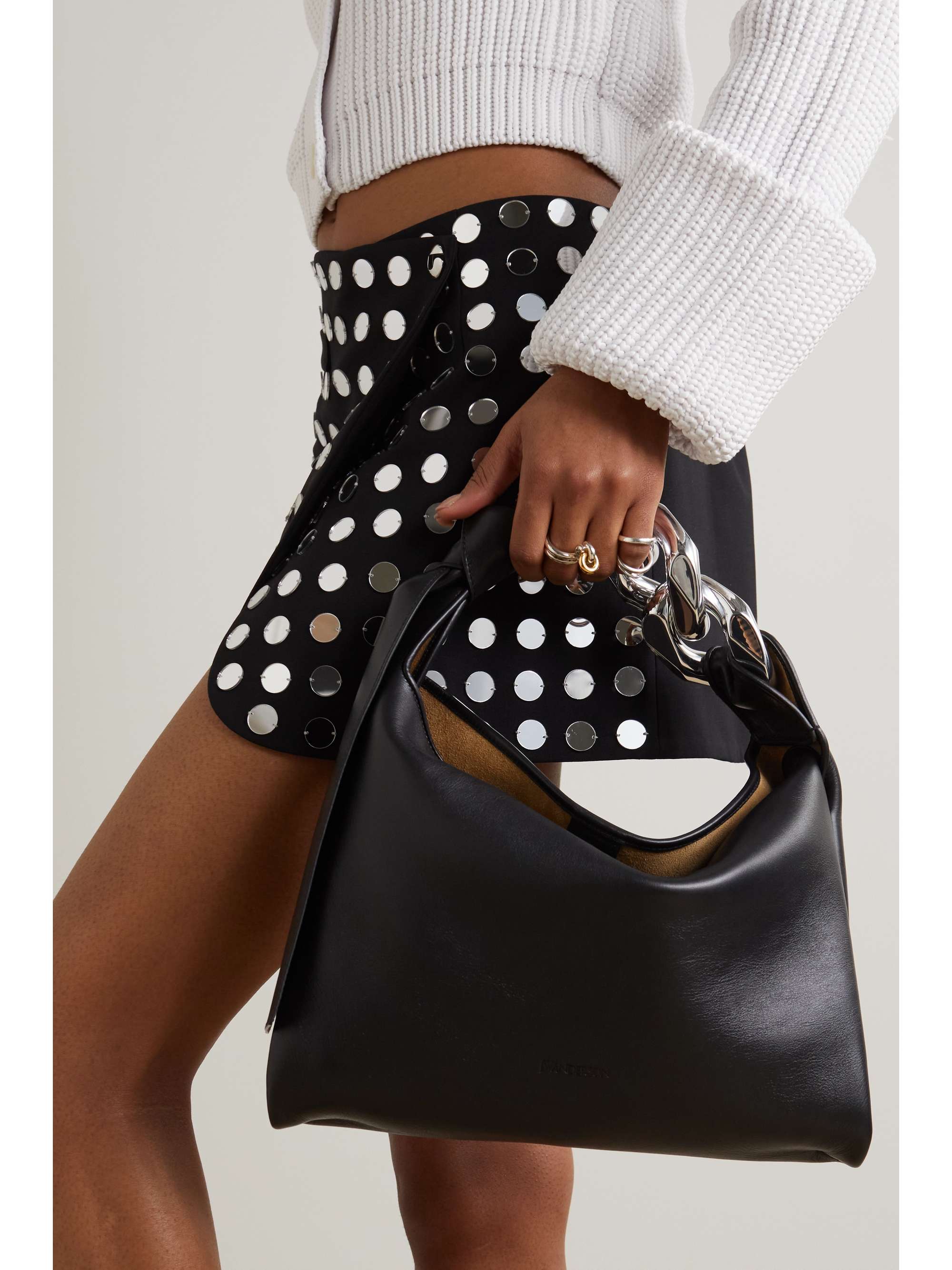 JW ANDERSON Small chainembellished leather shoulder bag NETAPORTER