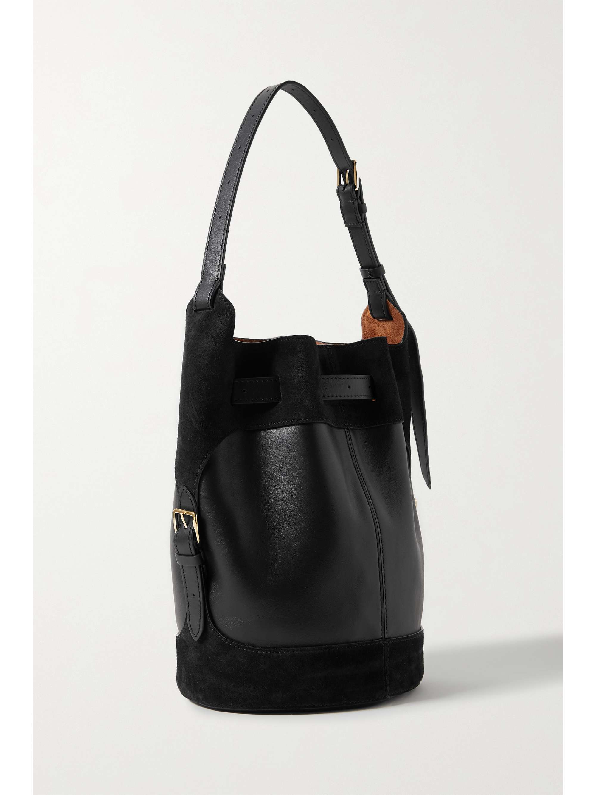 ALTUZARRA Play buckled suede-trimmed leather bucket bag