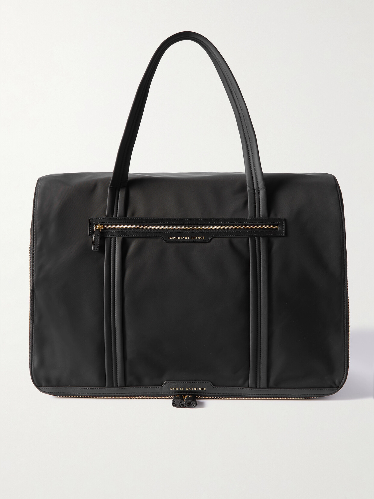 ANYA HINDMARCH MOBILE WARDROBE LEATHER-TRIMMED ECONYL WEEKEND BAG