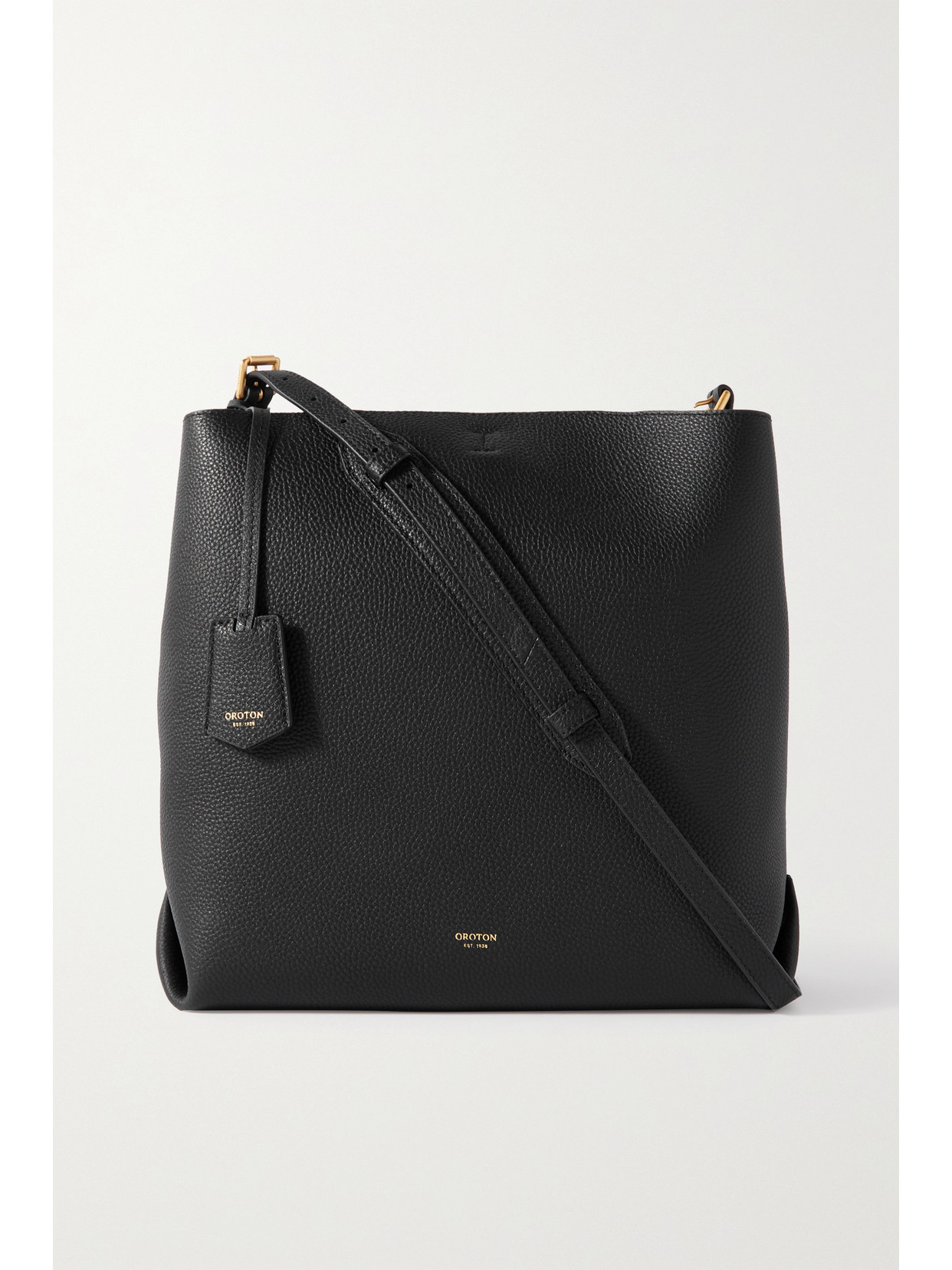 Oroton Margot Texturedleather Shoulder Bag In Black ModeSens