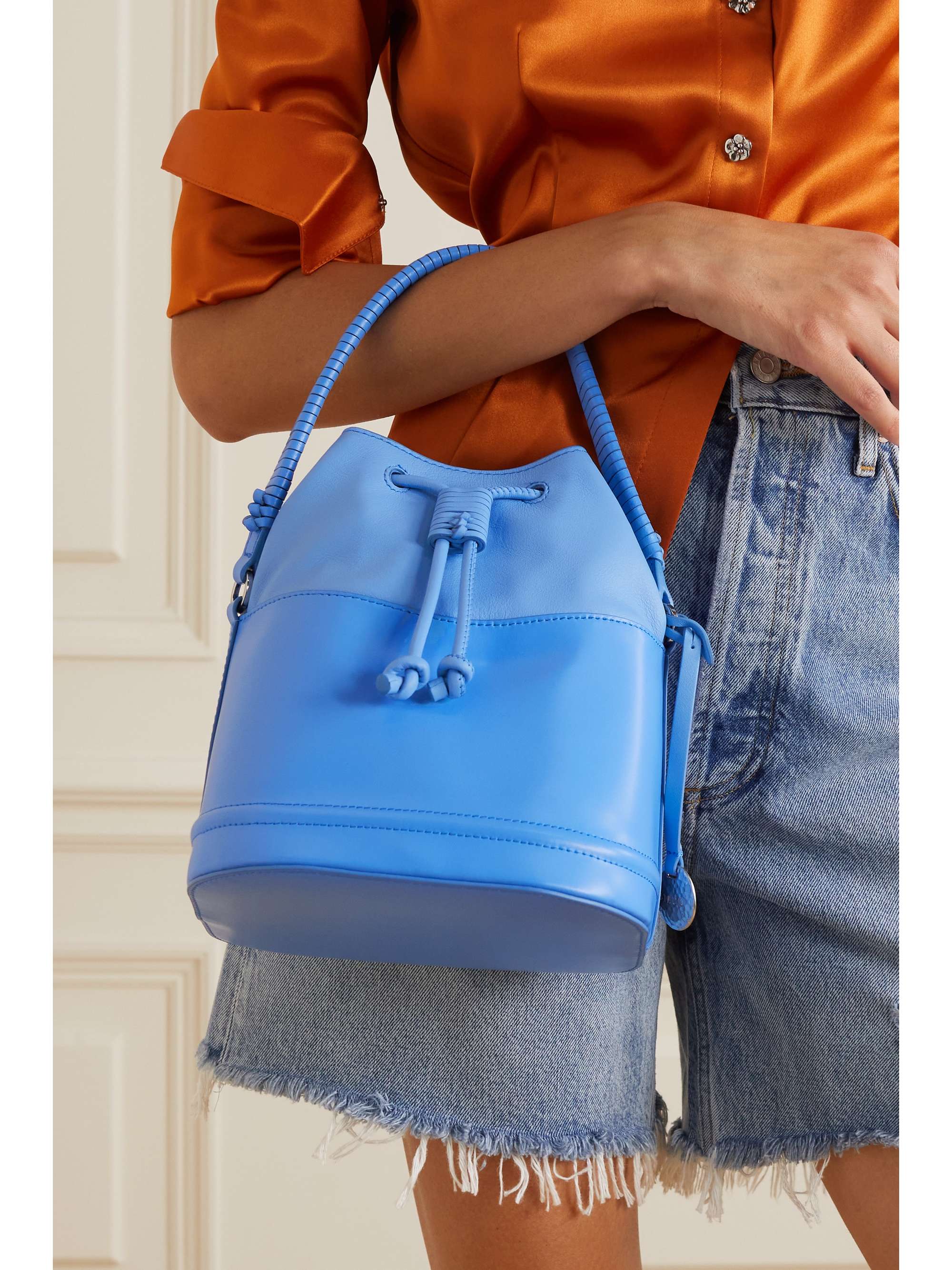STAUD Agnes paneled leather bucket bag NETAPORTER