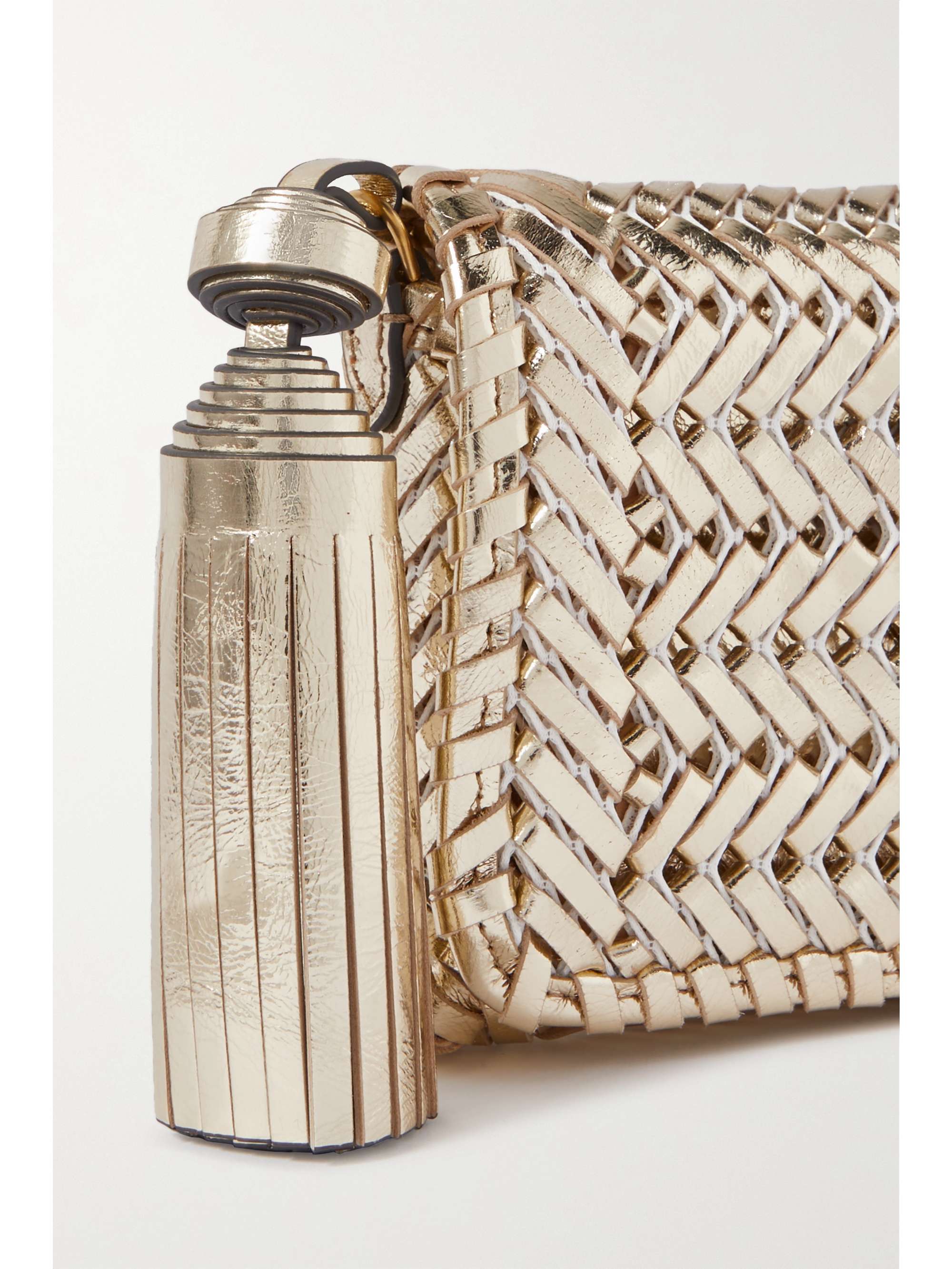 ANYA HINDMARCH + NET SUSTAIN The Neeson Tassel mini leather clutch