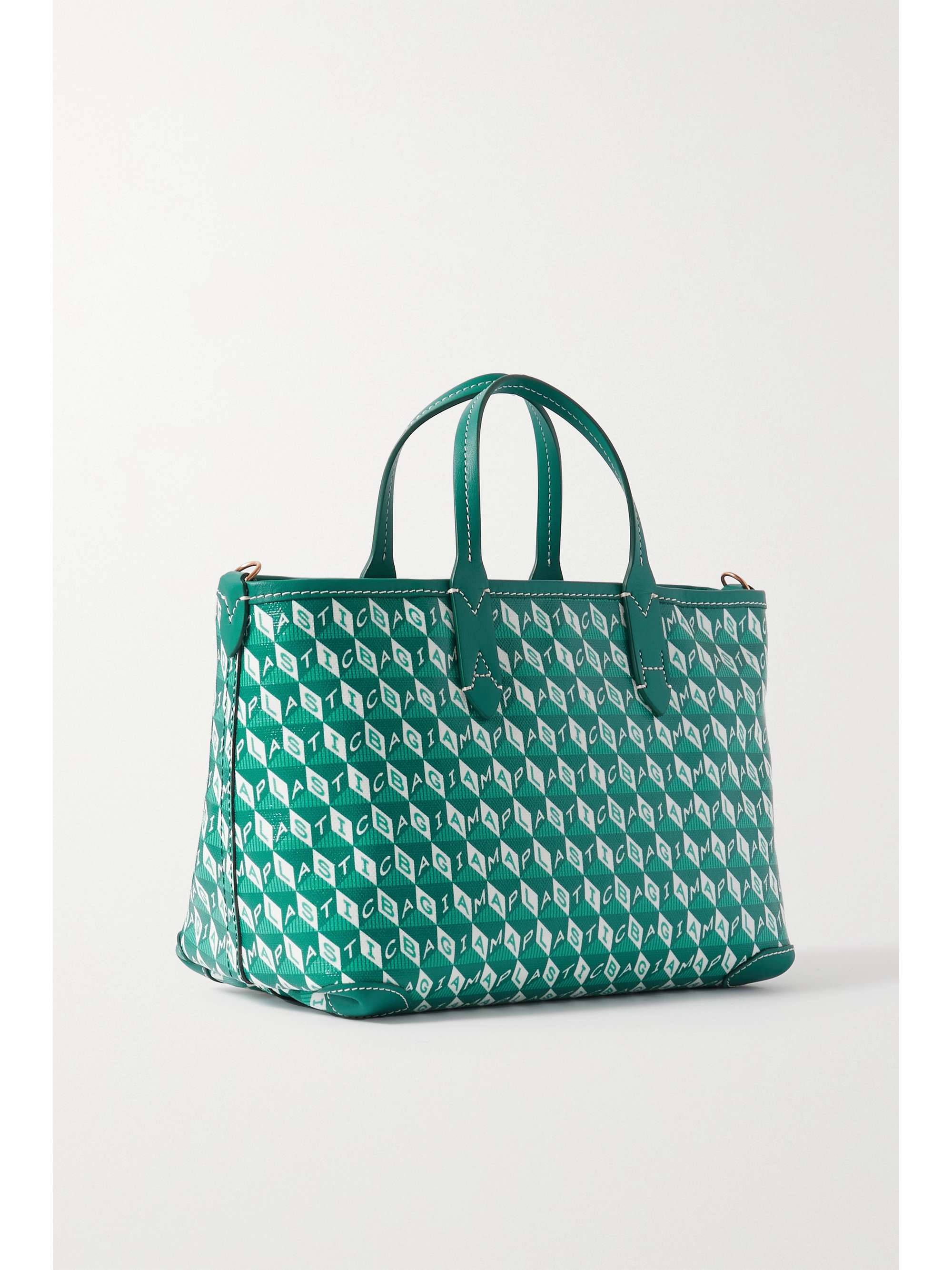 + NET SUSTAIN I Am A Plastic Bag Frog XS leather and recycled coated-canvas  tote