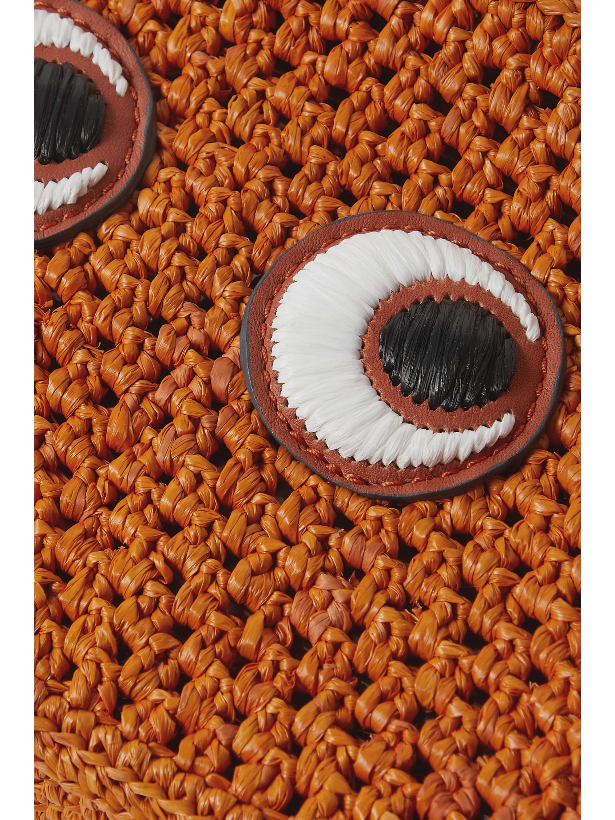 ANYA HINDMARCH Eyes leather-trimmed raffia shoulder bag