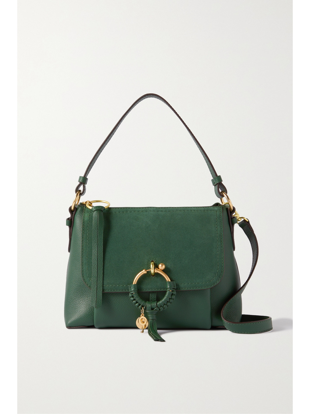See By Chloé Joan Textured-leather And Suede Shoulder Bag In Green