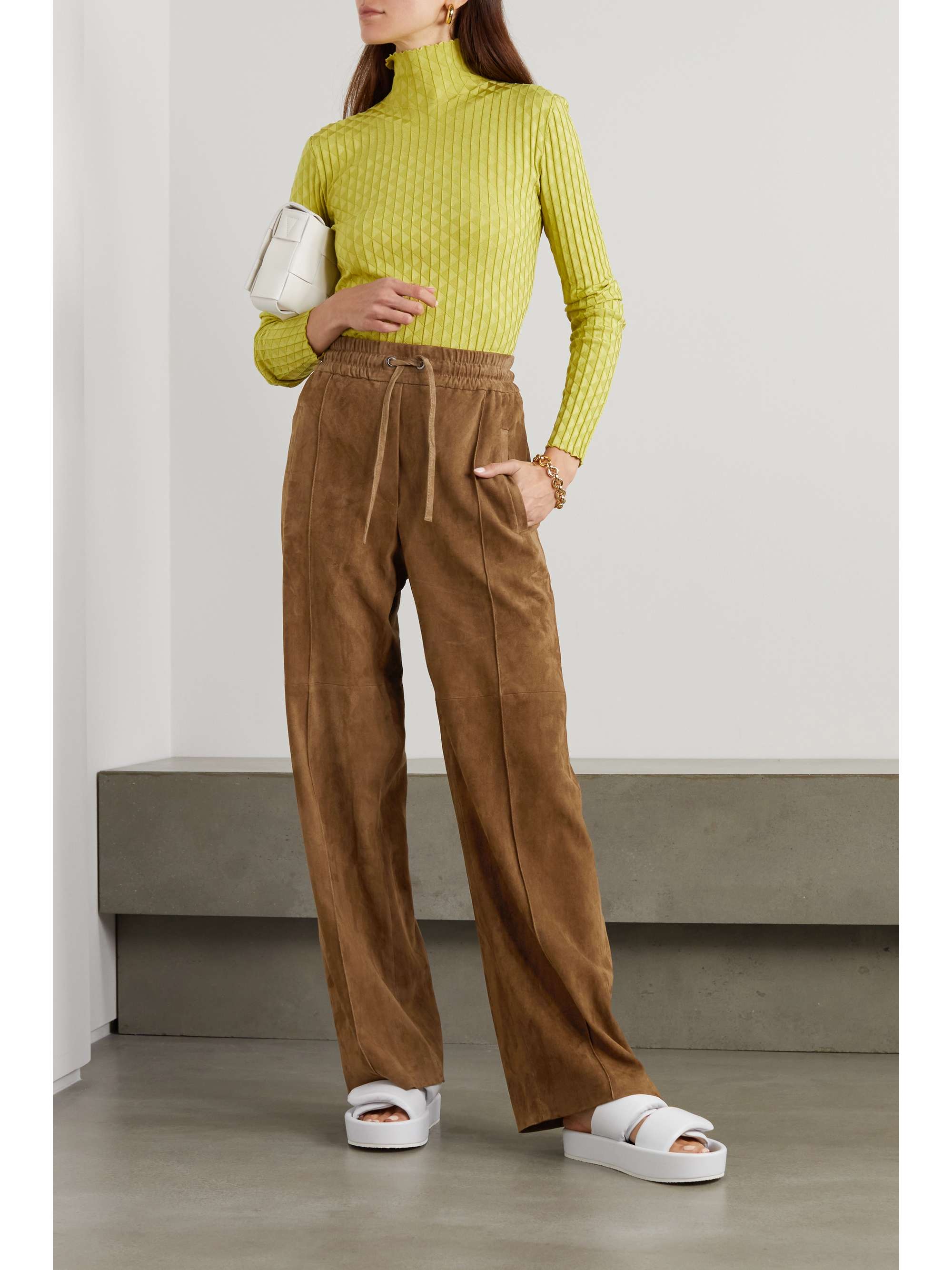Light brown Stretch-suede straight-leg 