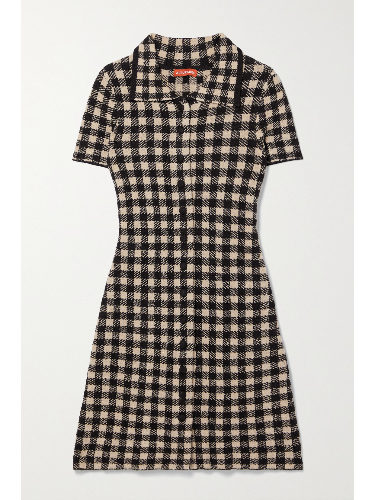 Shop Altuzarra Dody Checked Lyocell-blend Mini Shirt Dress In Black