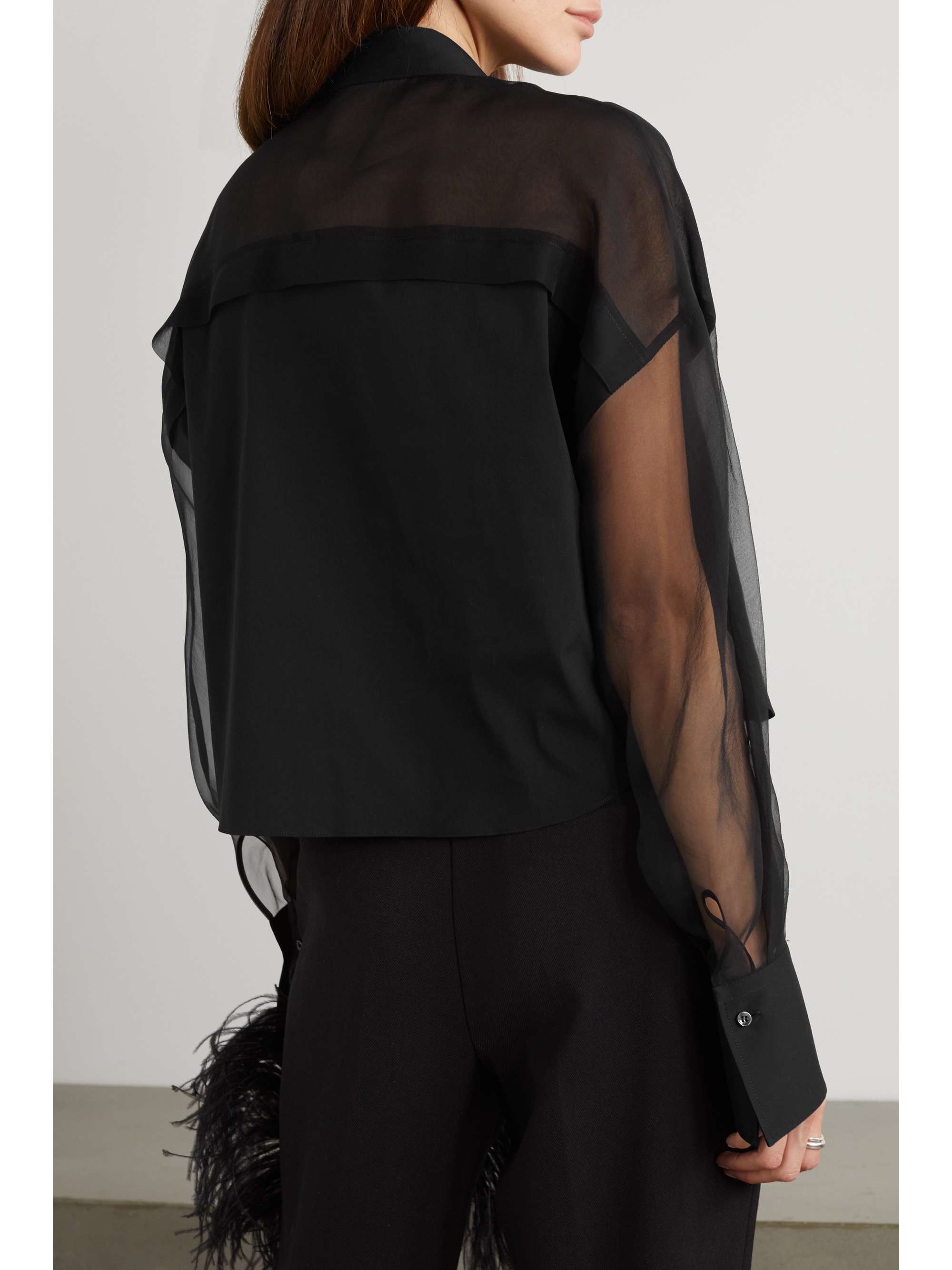 BRUNELLO CUCINELLI Cotton-blend poplin and silk-organza shirt